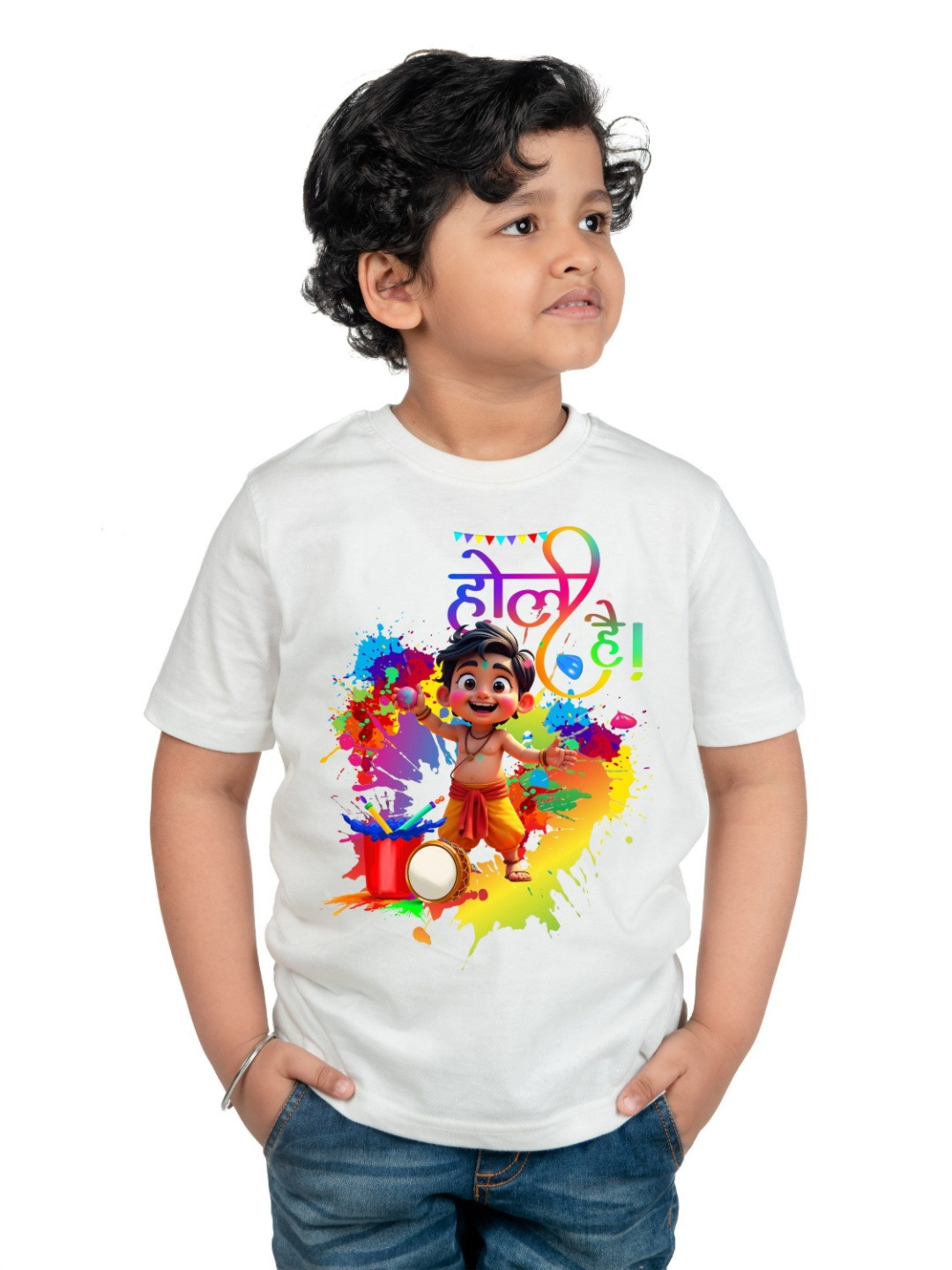 

BAESD Boys Graphic Printed Round Neck T-shirt, White