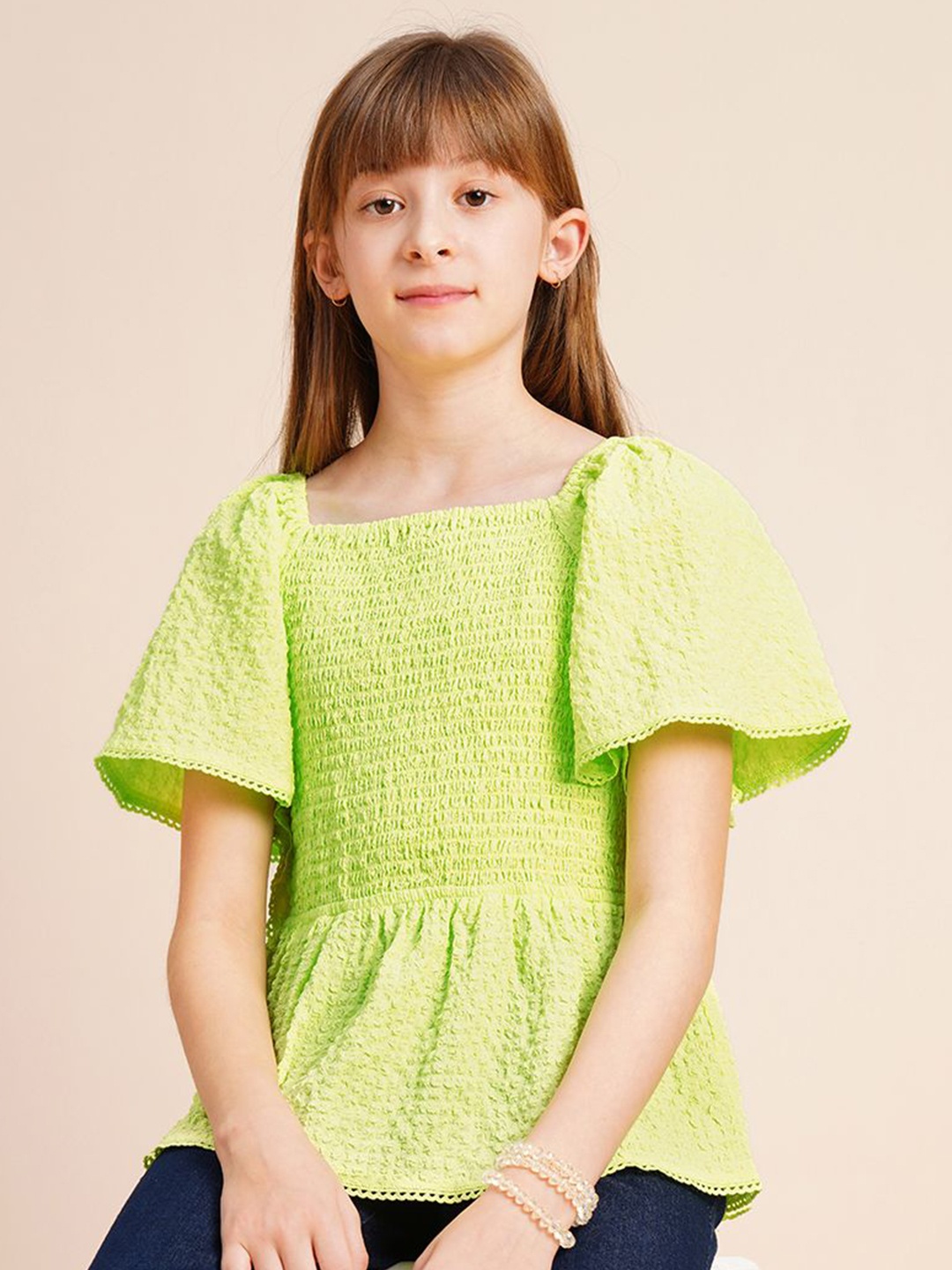 

Vero Moda Girls Flared Sleeve Top, Green