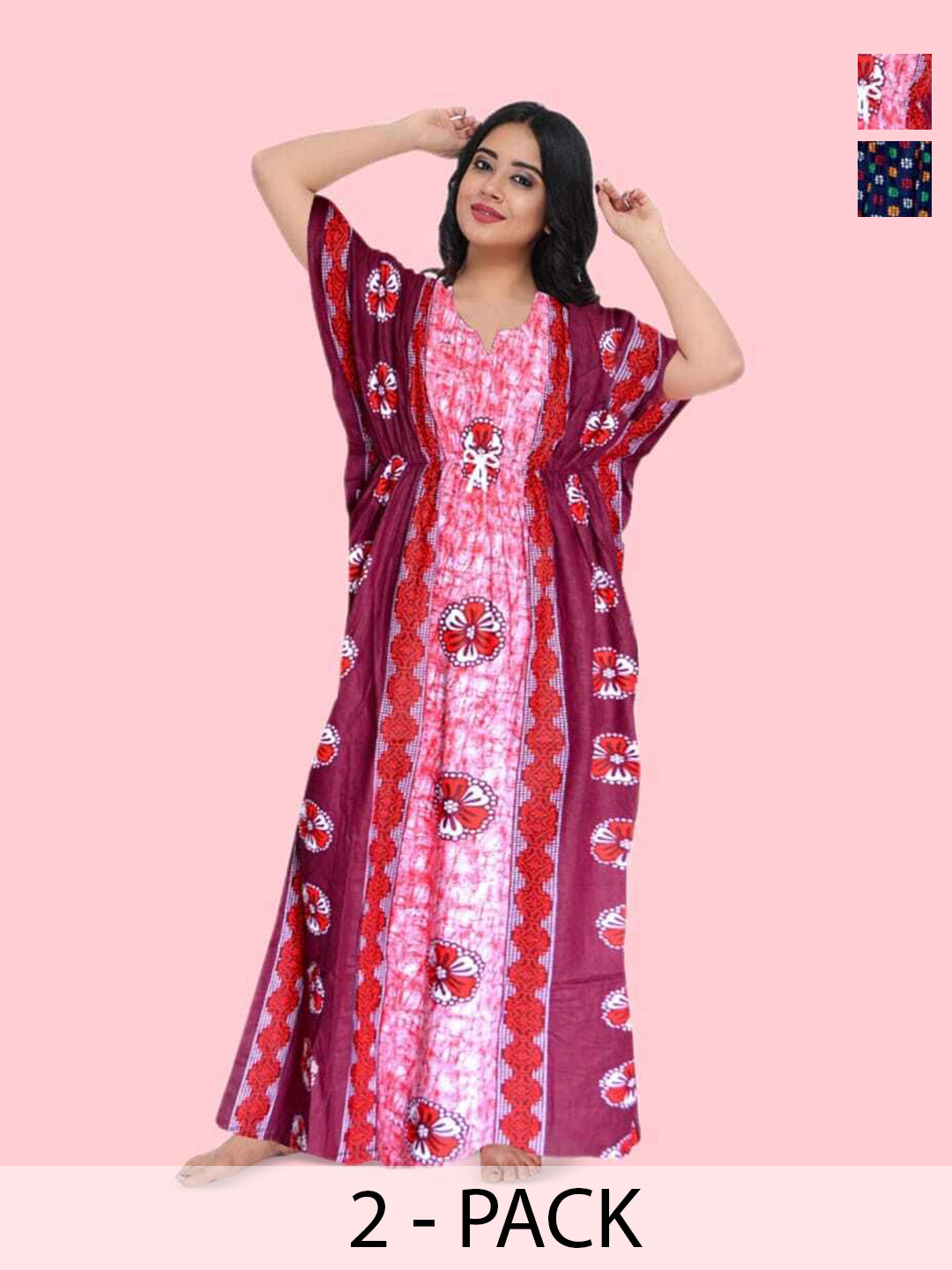 

PR PINK ROYAL Printed Maxi Nightdress, Red