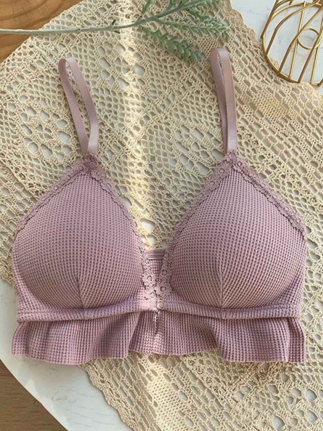 

MADE FOR HER LABEL Women Bralette Bra Medium Coverage Heavily Padded, Pink
