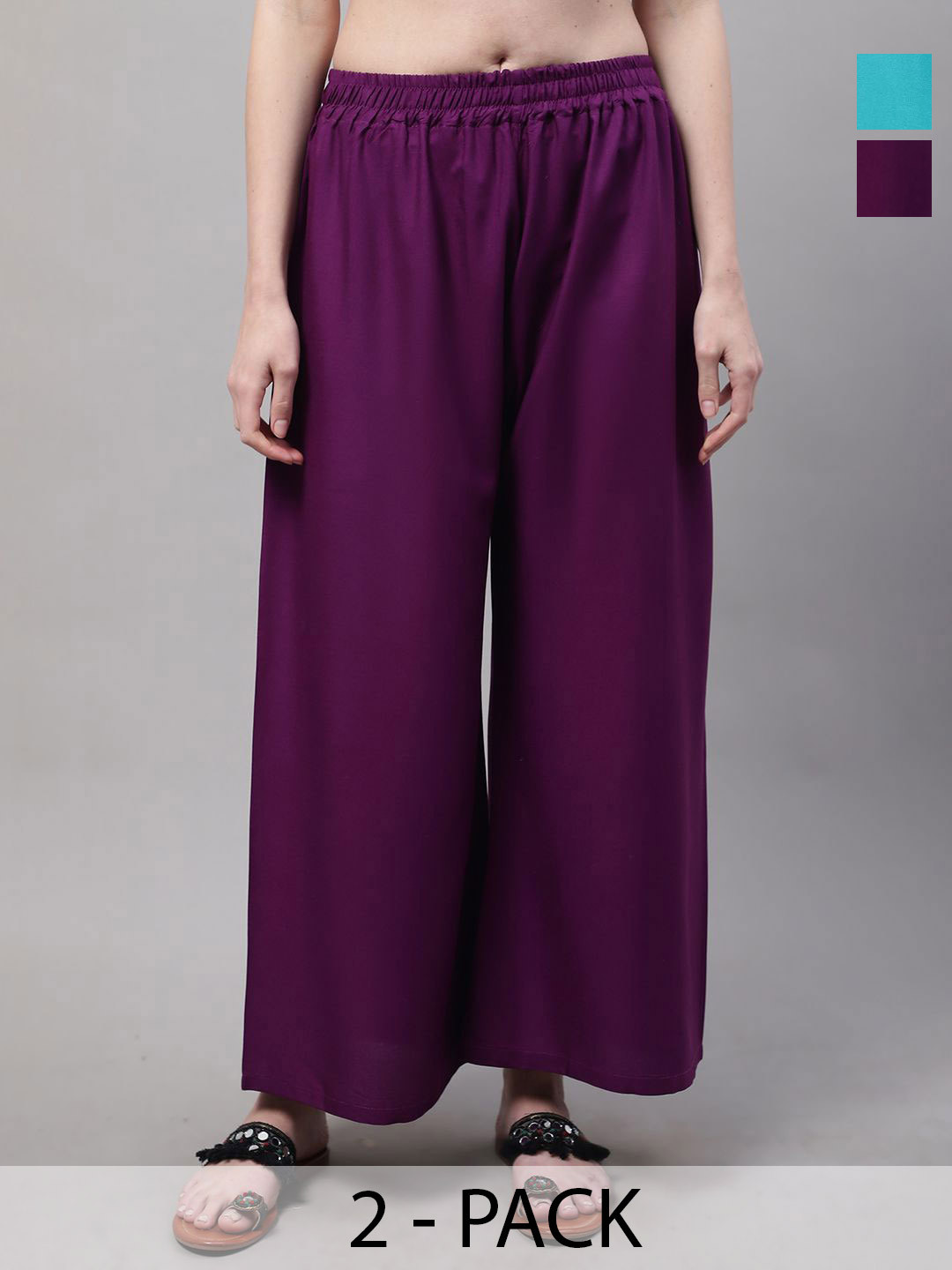 

Valles365 by S.C. Women 2 Flared Palazzos, Purple