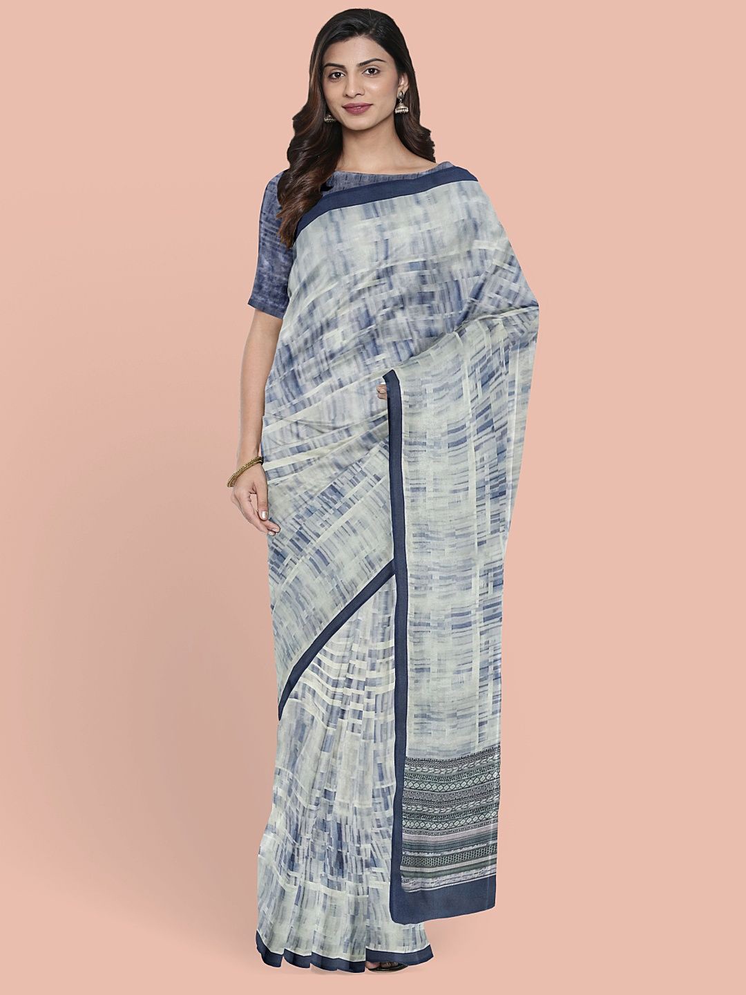 

Avyay Creation Silk Blend Mysore Silk Saree, Off white