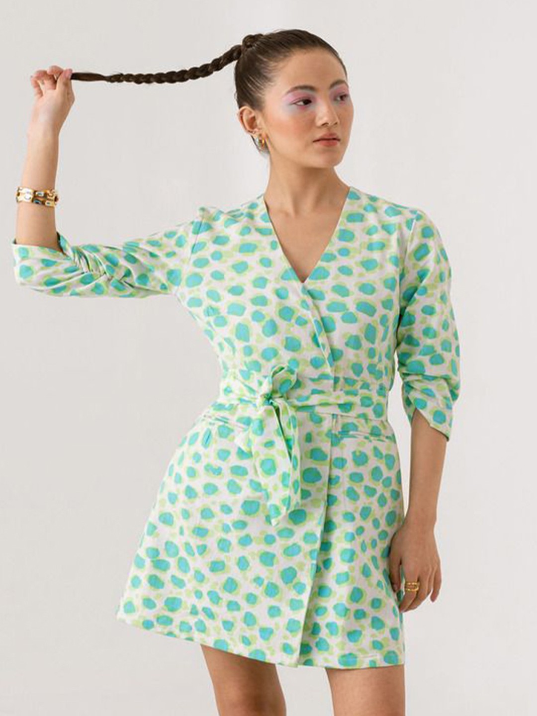 

Zenava by Myntra Women Printed Wrap Dress, Green