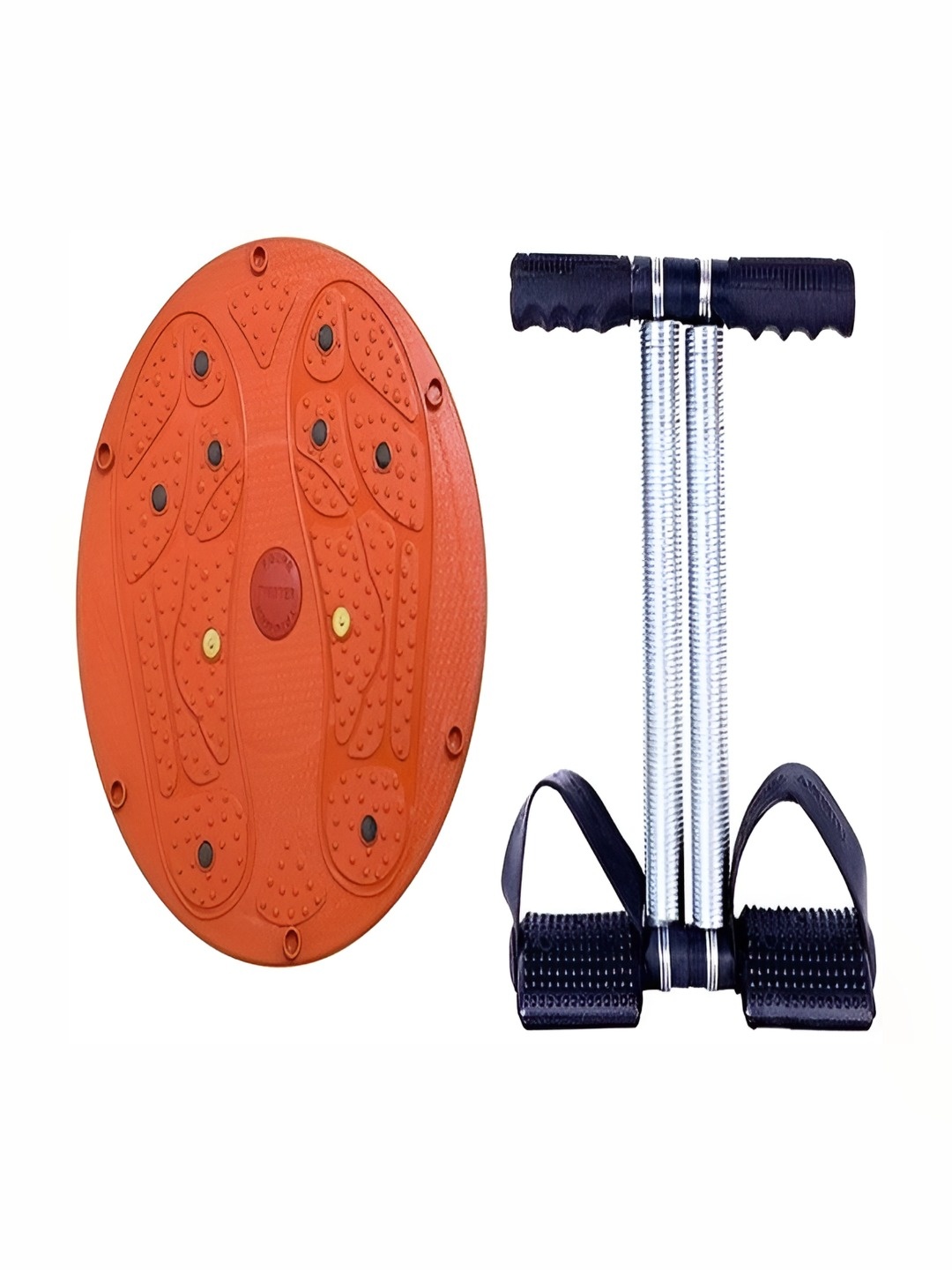 

YMD 2-Piece Black & Orange-Colored Tummy Trimmer & Tummy Twister Gym Combo