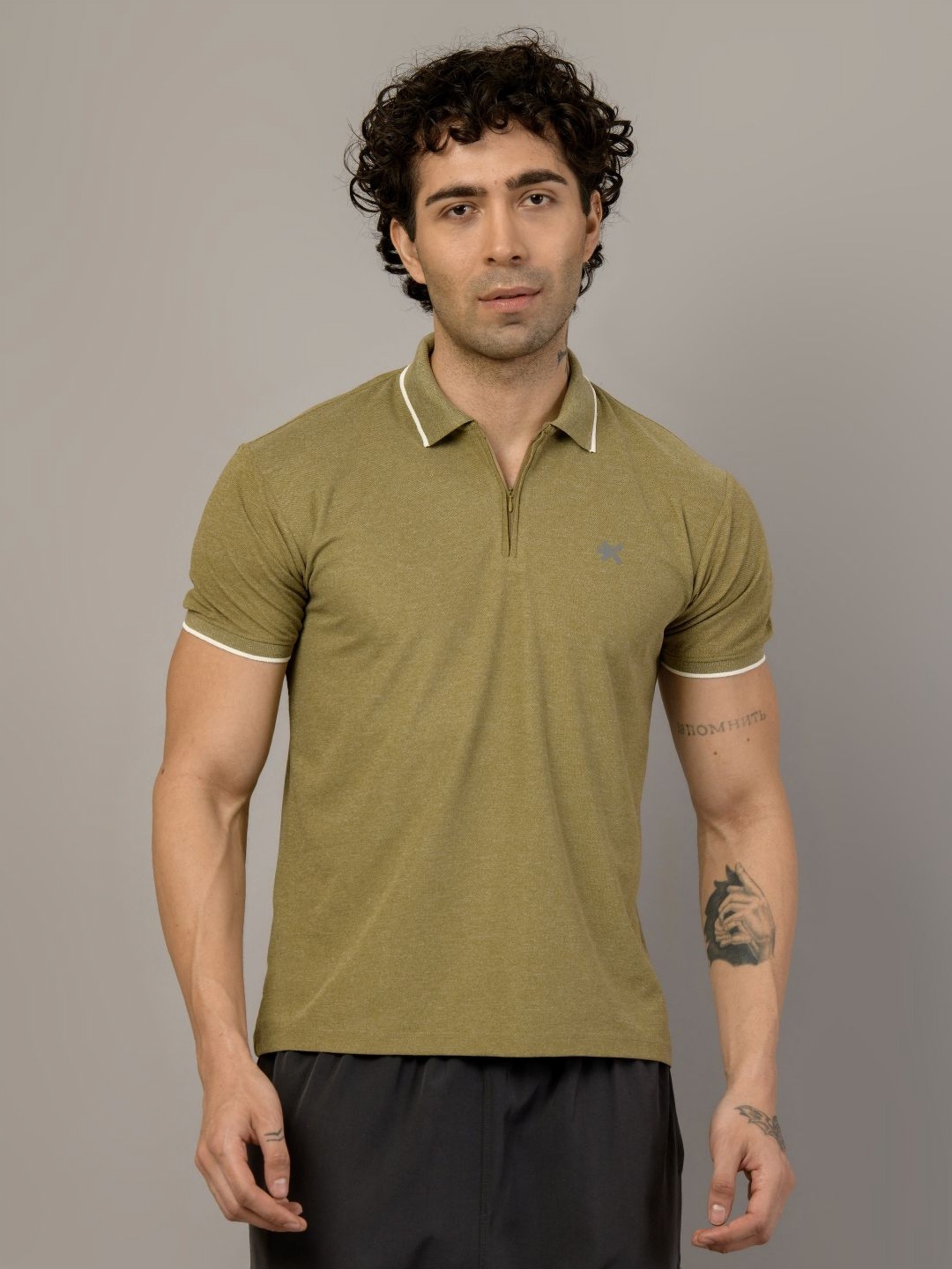 

HRX by Hrithik Roshan Men Solid Polo Collar T-shirt, Olive