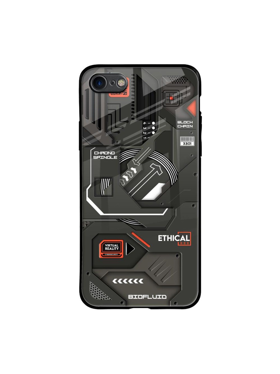 

QRIOH Tech Aesthetics Printed iPhone 7 Back Case, Grey