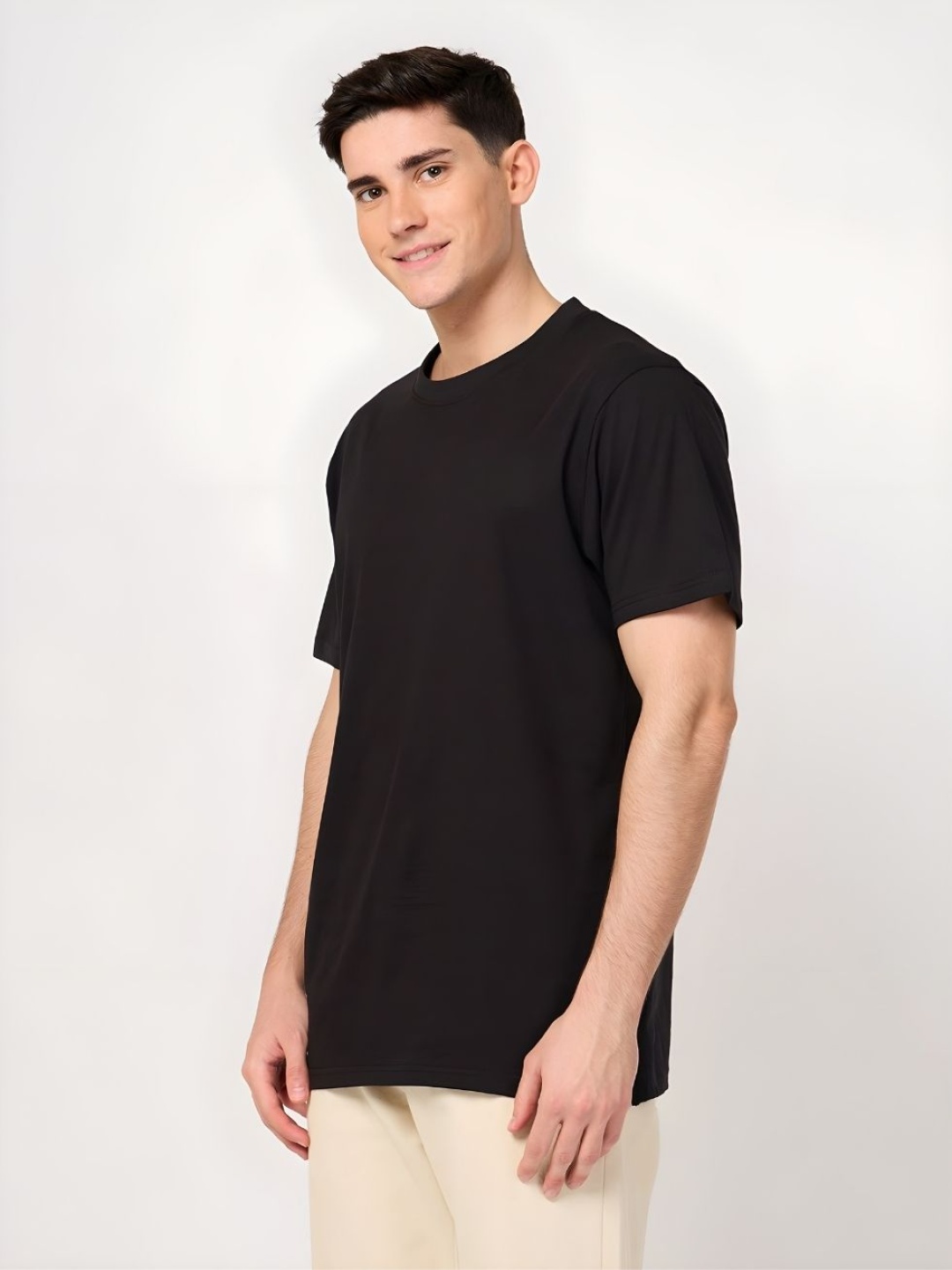 

Moda Rapido Men Drop-Shoulder Sleeves T-shirt, Black