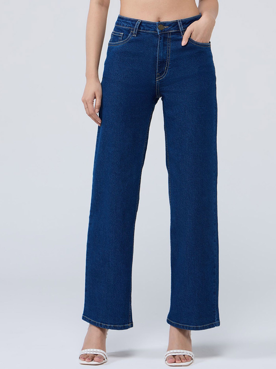

20Dresses Women High Waist Wide Leg Clean Look Denims Jeans, Blue
