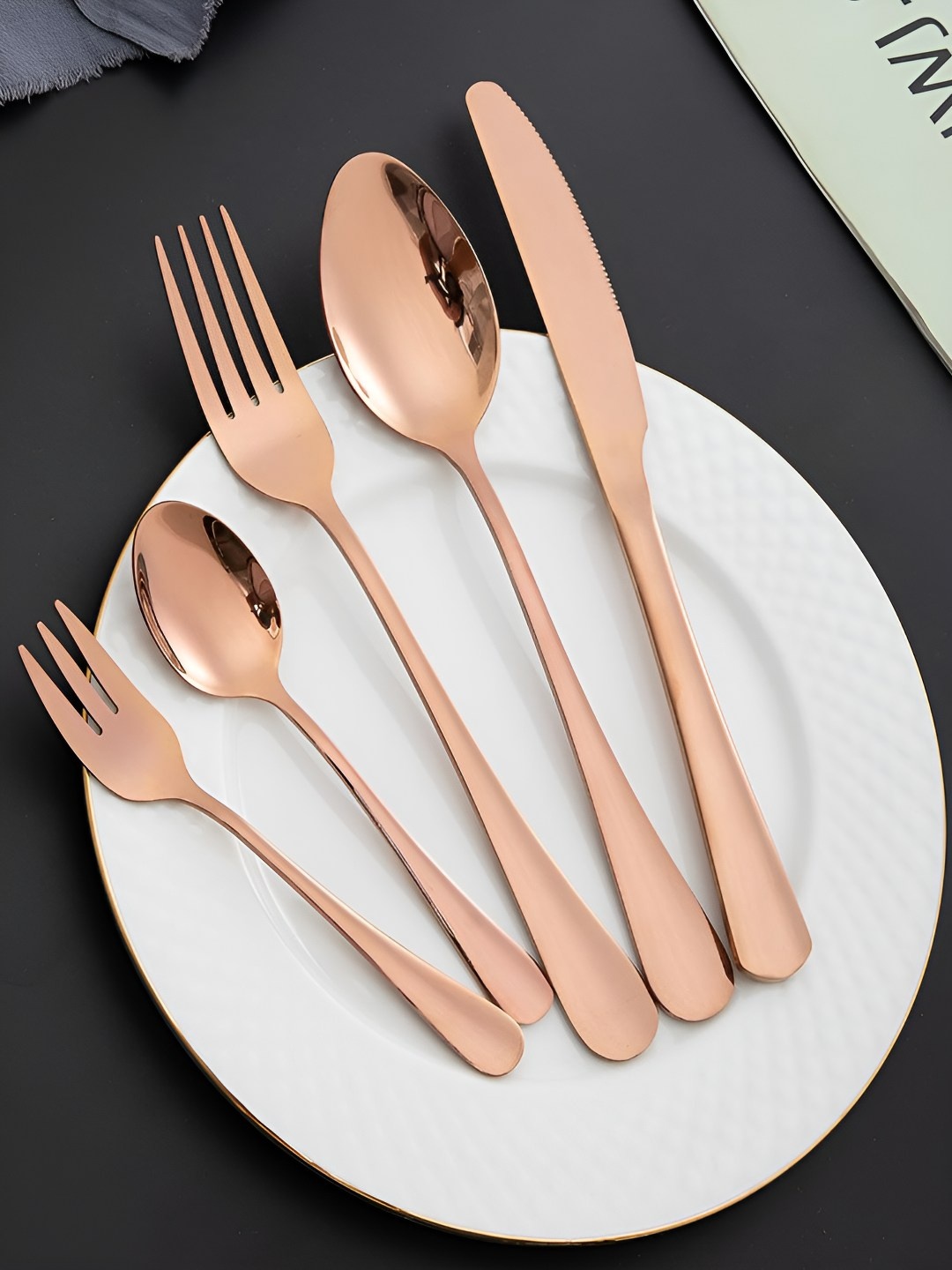 

HOKIPO Rose Gold-Toned 30 Pieces Stainless Steel Cutlery Set With Luxury Gift box