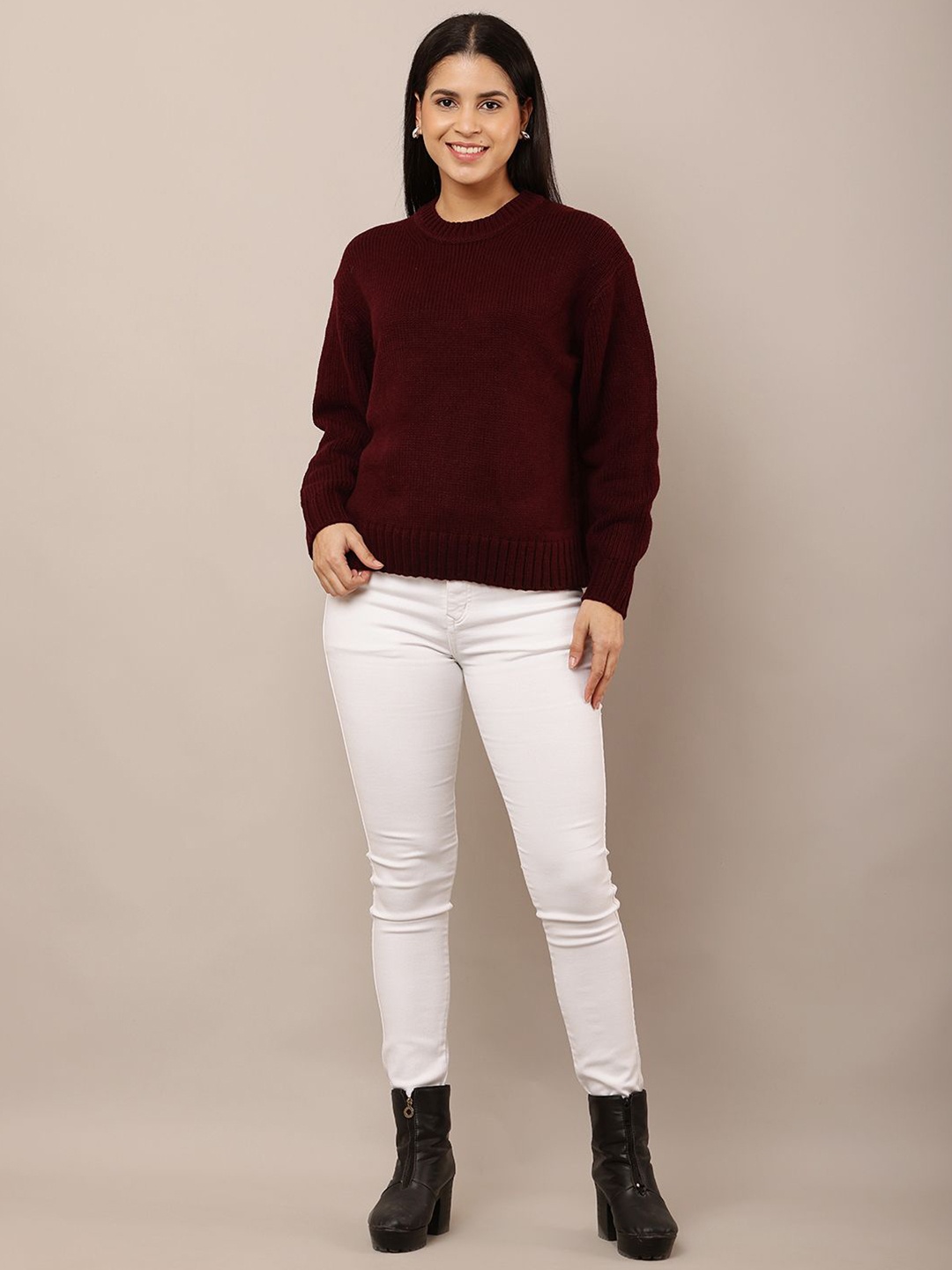 

NoBarr Women Pullover Sweater, Maroon