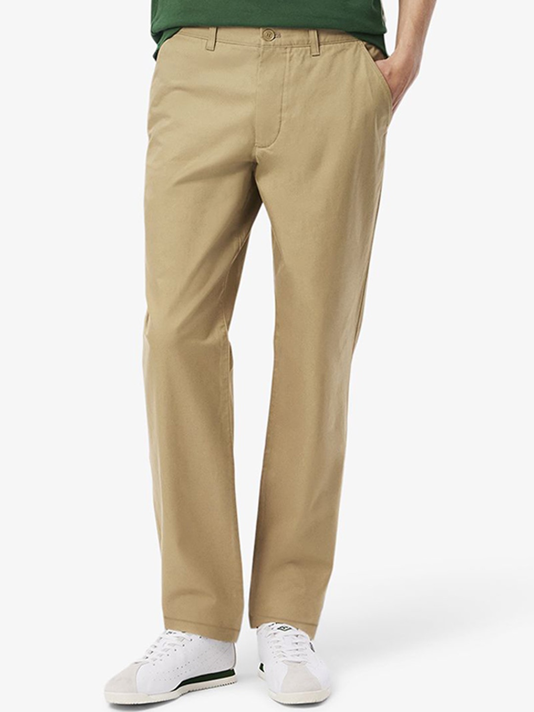 

Lacoste Men Regular Fit Cotton Chinos Trousers, Beige