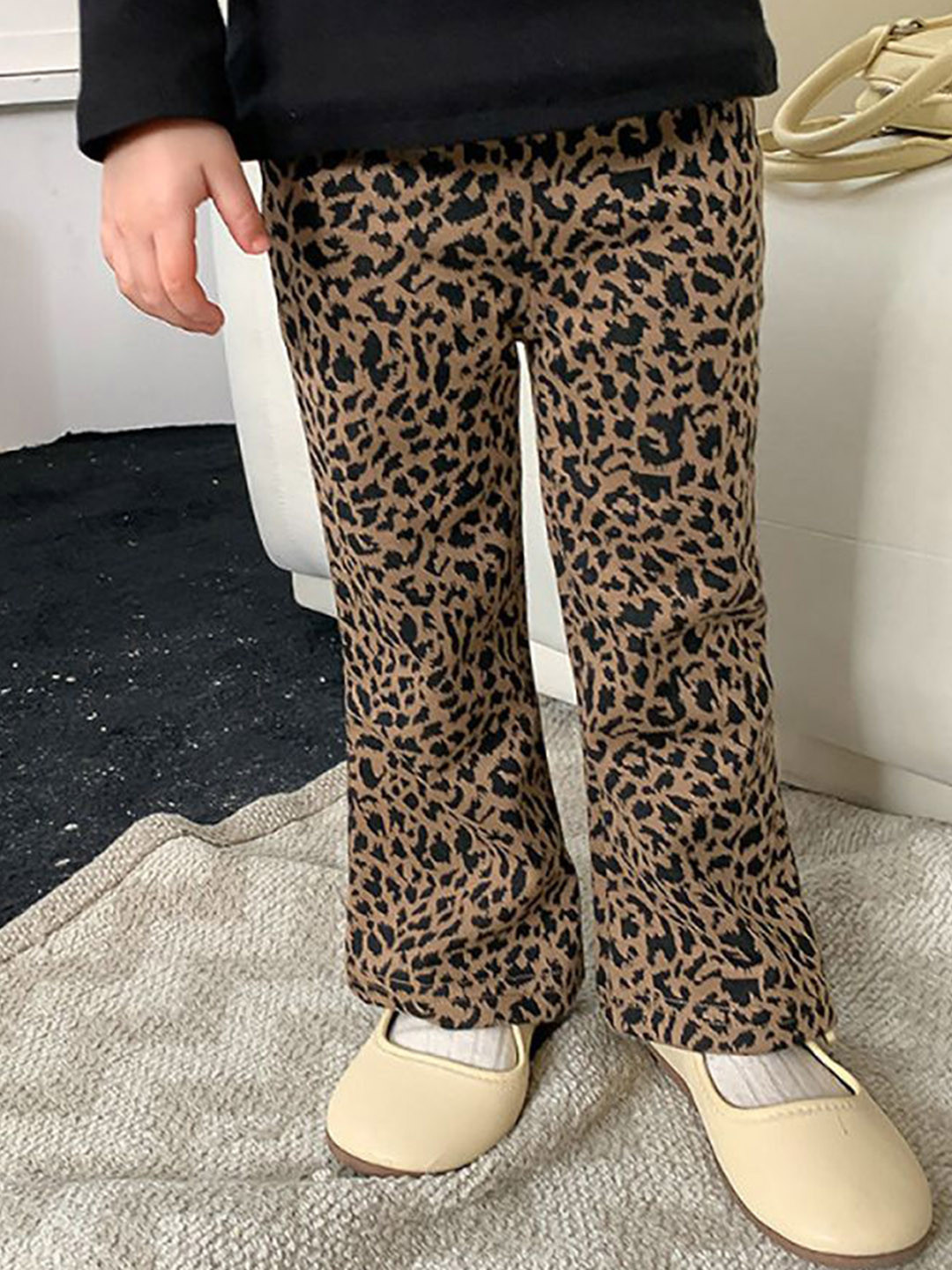 

StyleCast x Revolte Girls Animal Printed Mid-Rise Bootcut Trousers, Brown