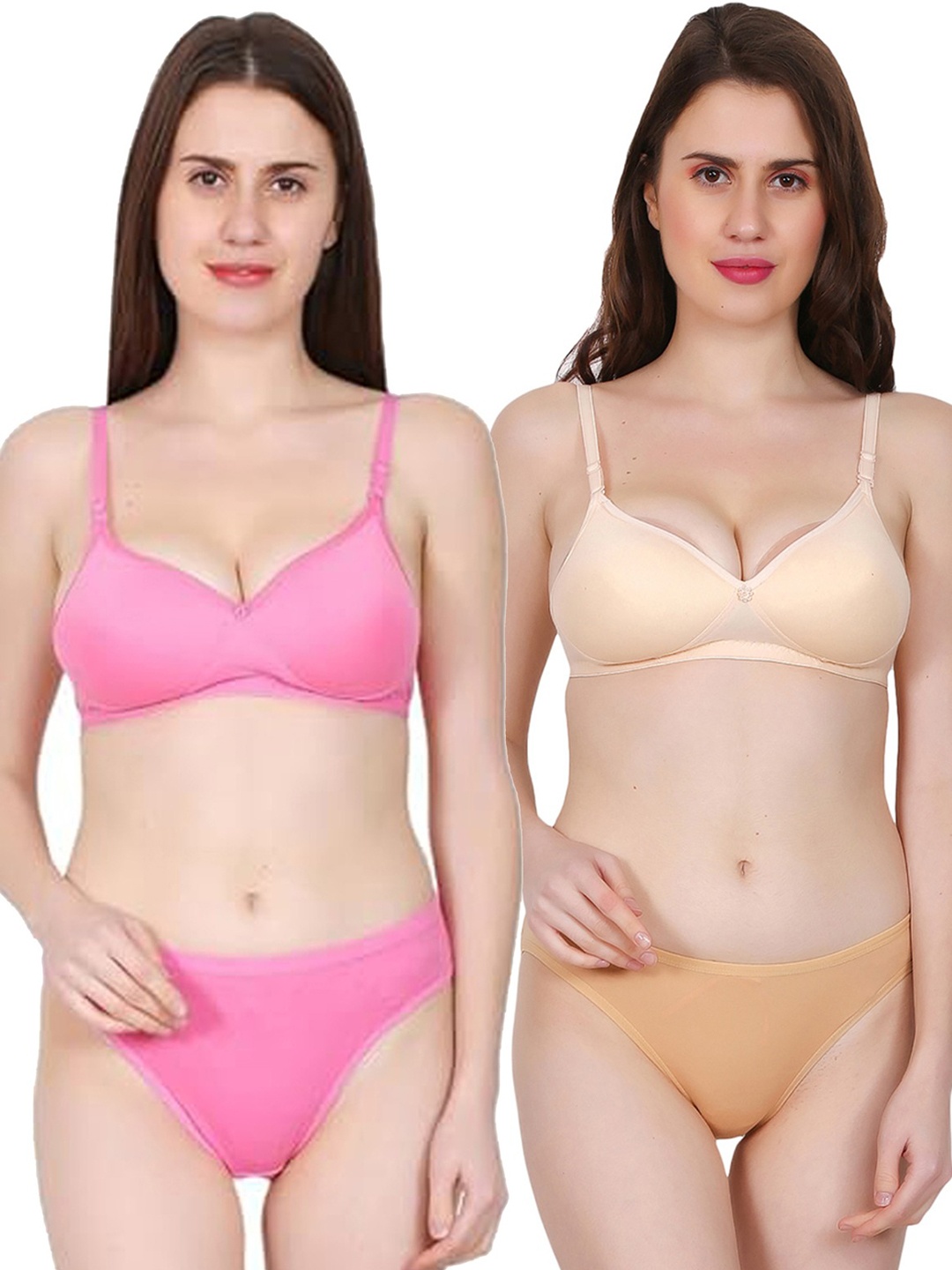 

Fihana Women Pack Of 2 Padded Lingerie Set HINA-PAD-PNK-BEG-30B, Beige