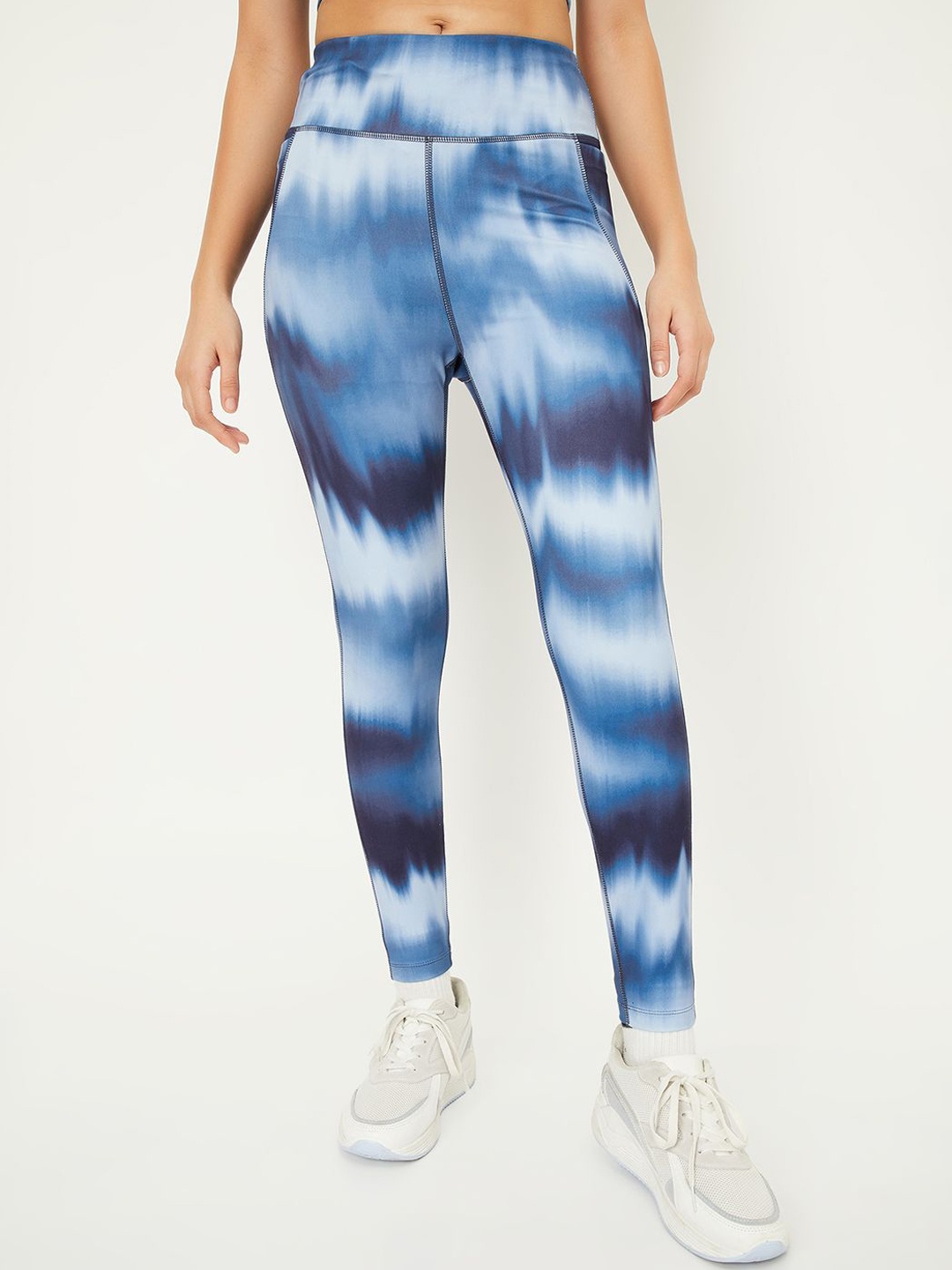 

max Women Printed High Rise Ankle Length Tights, Blue