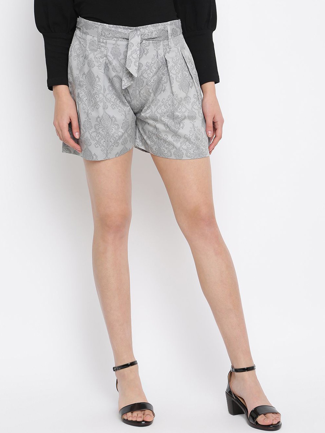 

DressBerry Women Regular Fit Mid-Rise Shorts, Grey