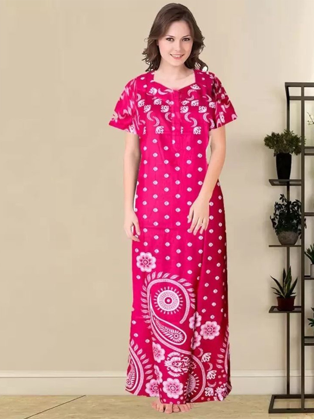 

PR PINK ROYAL Printed Maxi Nightdress