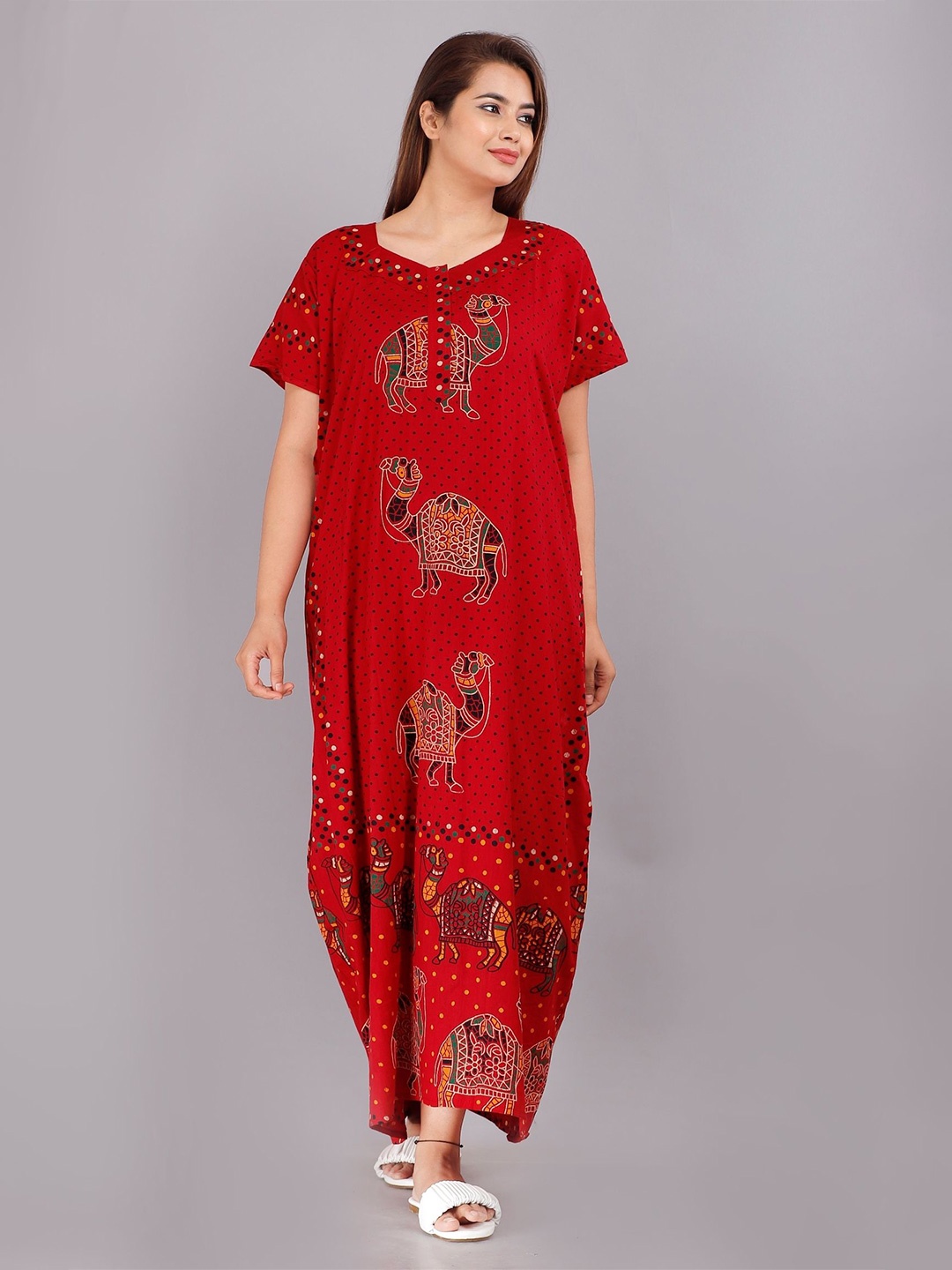 

PR PINK ROYAL Printed Maxi Nightdress, Red