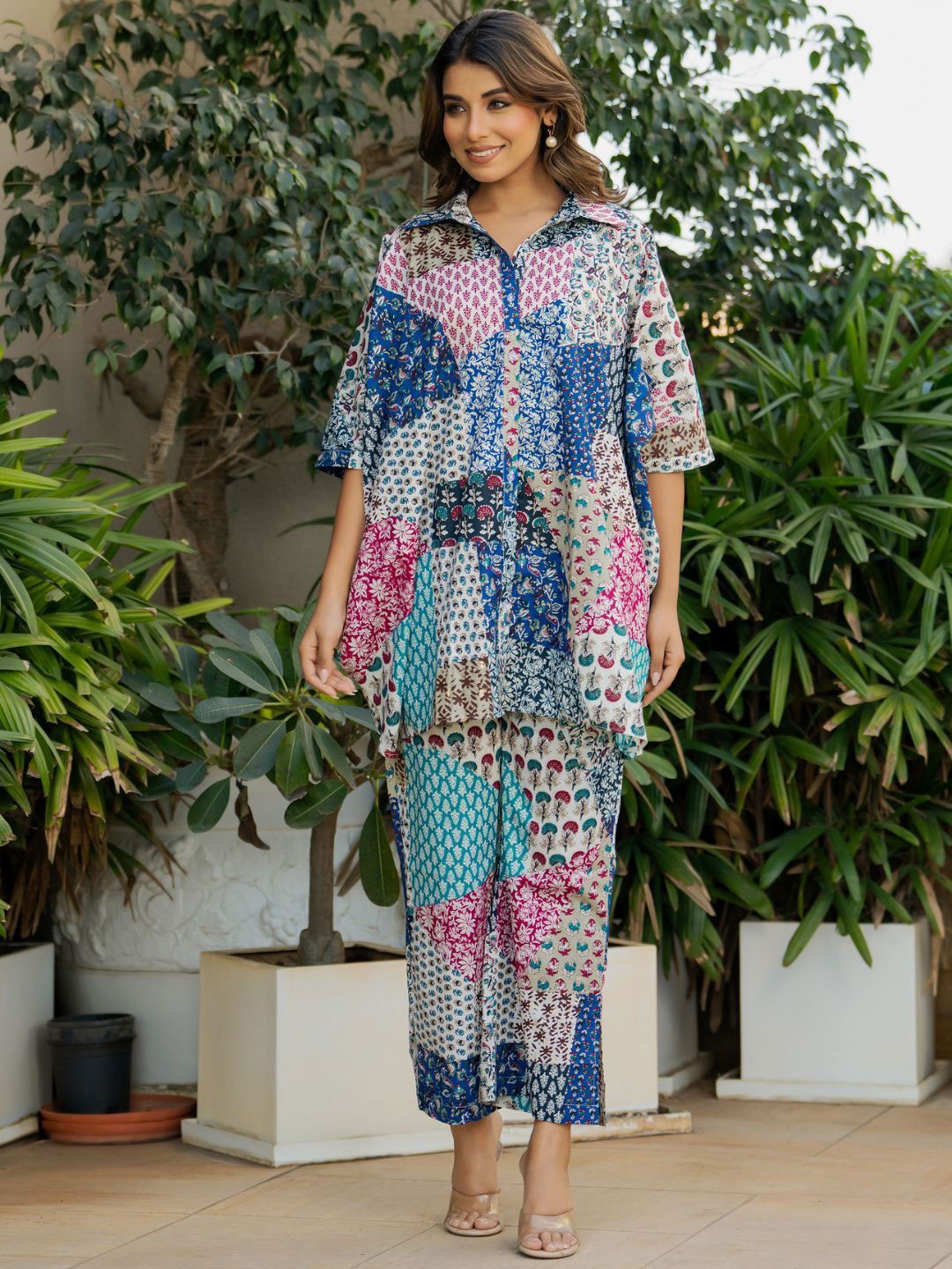 

HOUSE OF JAMOTI Printed Patchwork Play Co-ord Set, Blue