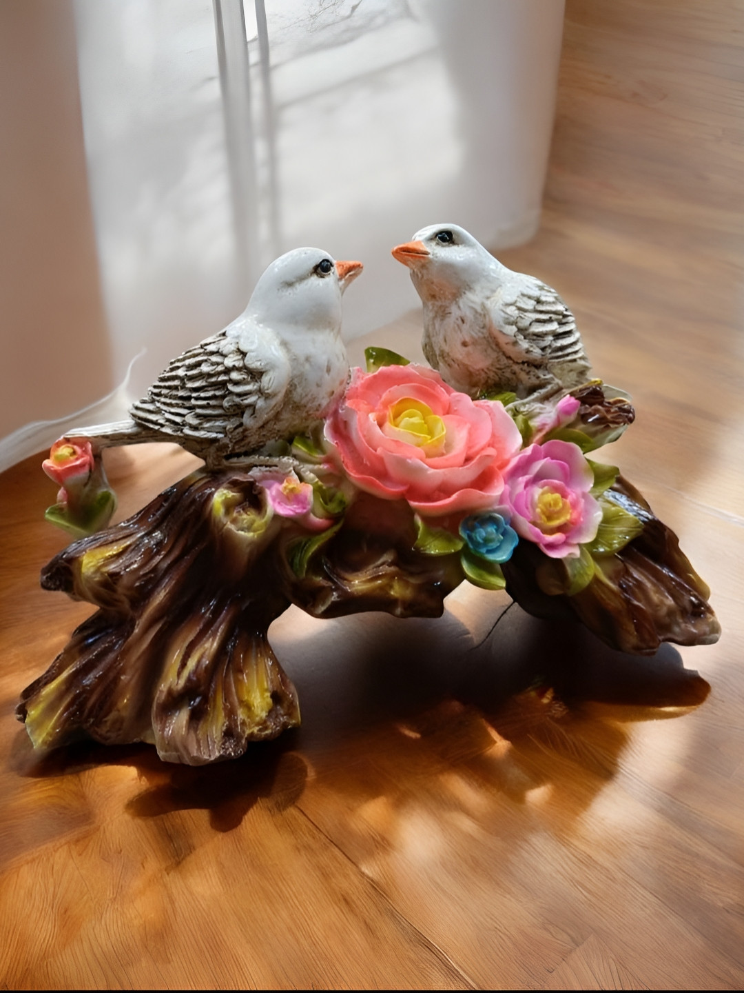 

Vrinban International Brown And White Birds With Roses Figurine Ceramic Showpiece
