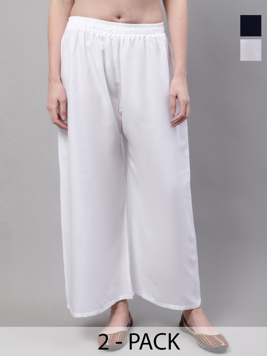 

Valles365 by S.C. Women Pack Of 2 Flared Ethnic Palazzos, White