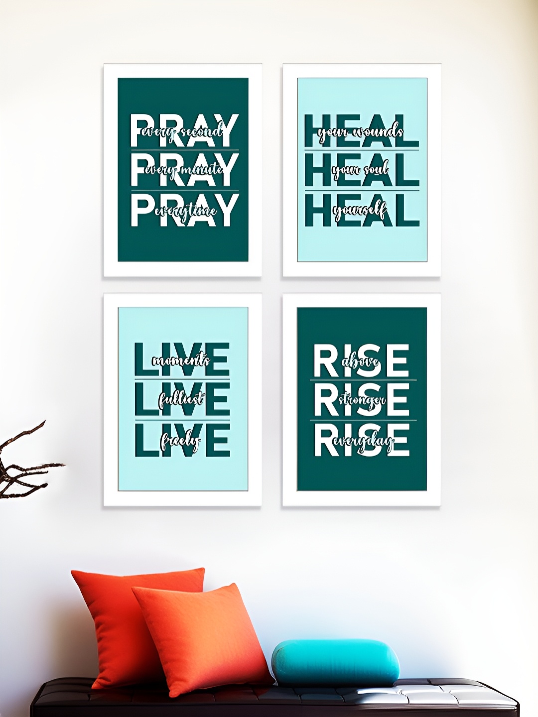 

Art Street White & Blue 4 Pieces Motivational Art Prints Wood Wall Art