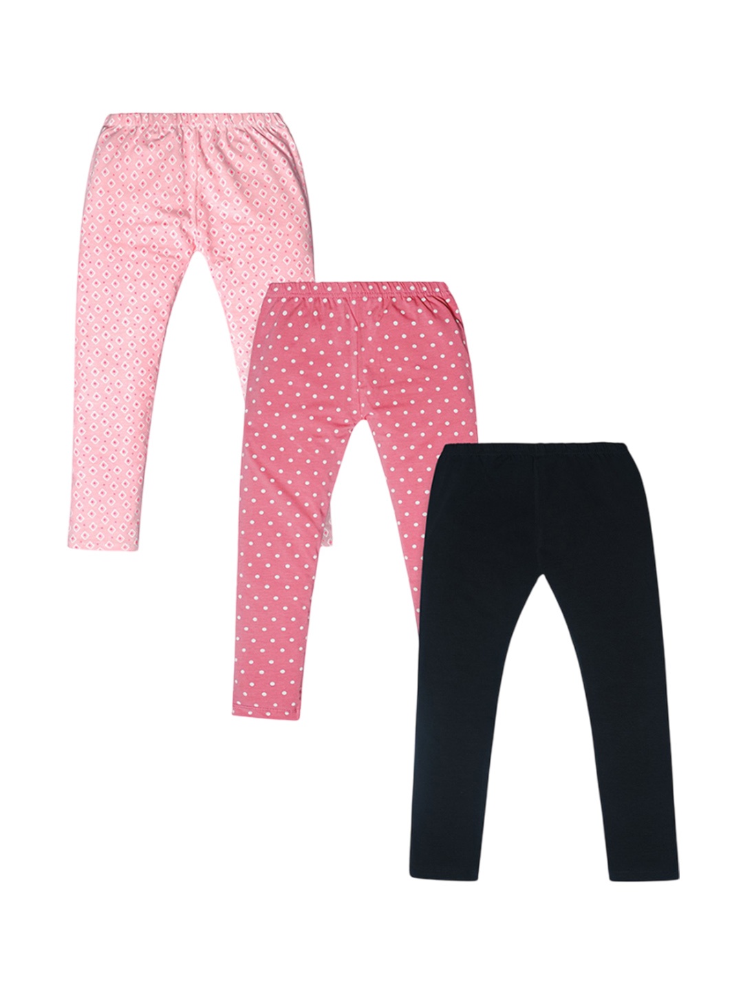

Nino Togs Girls Pack Of 3 Printed Ankle-Length Leggings, Pink