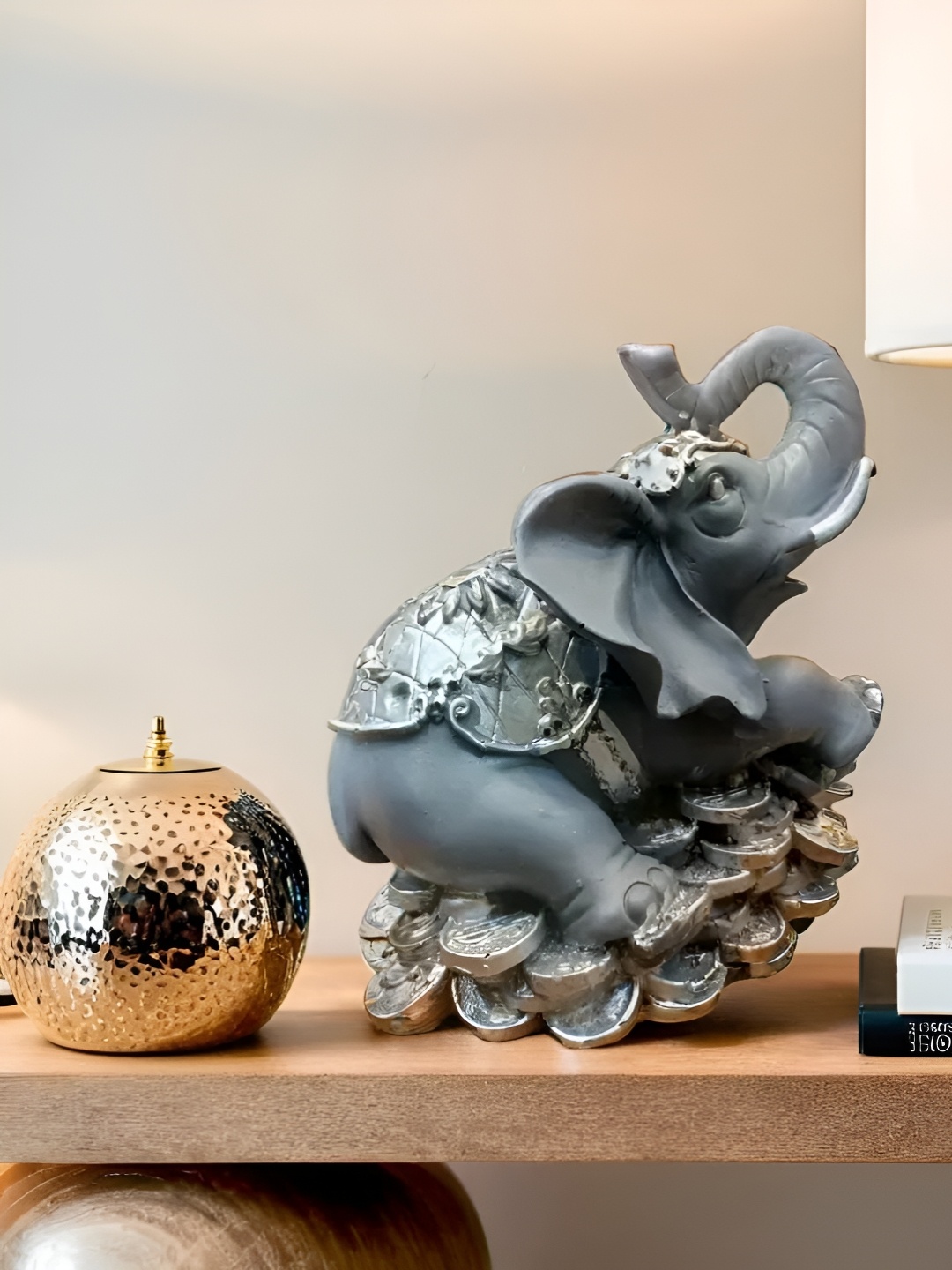 

Vrinban International Black & Silver-Toned Elephant Marble Figurine Showpiece