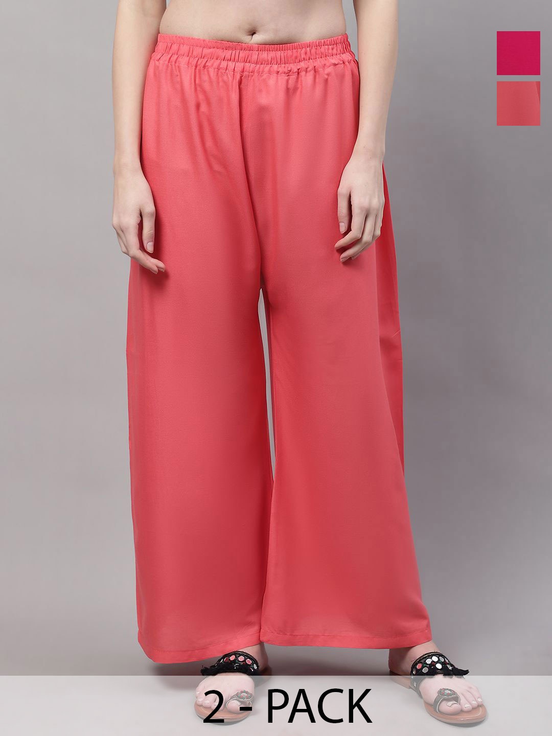 

Valles365 by S.C. Women Pack Of 2 Flared Palazzos, Red
