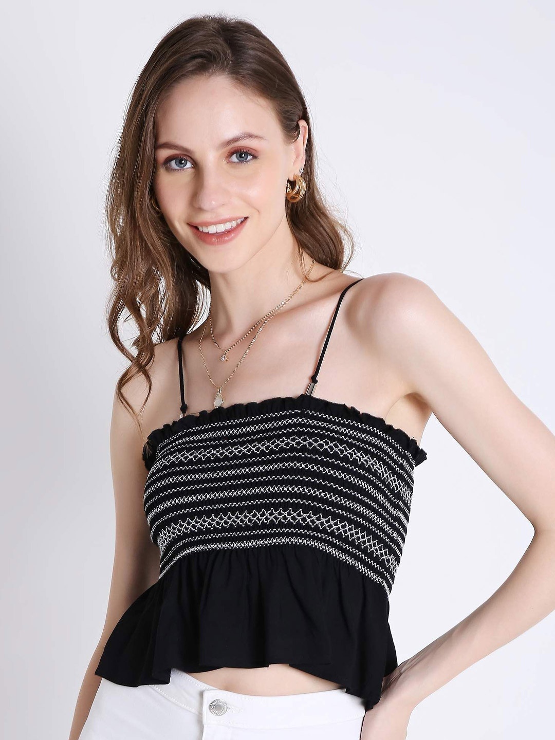 

French Theory Print Crop Top, Black