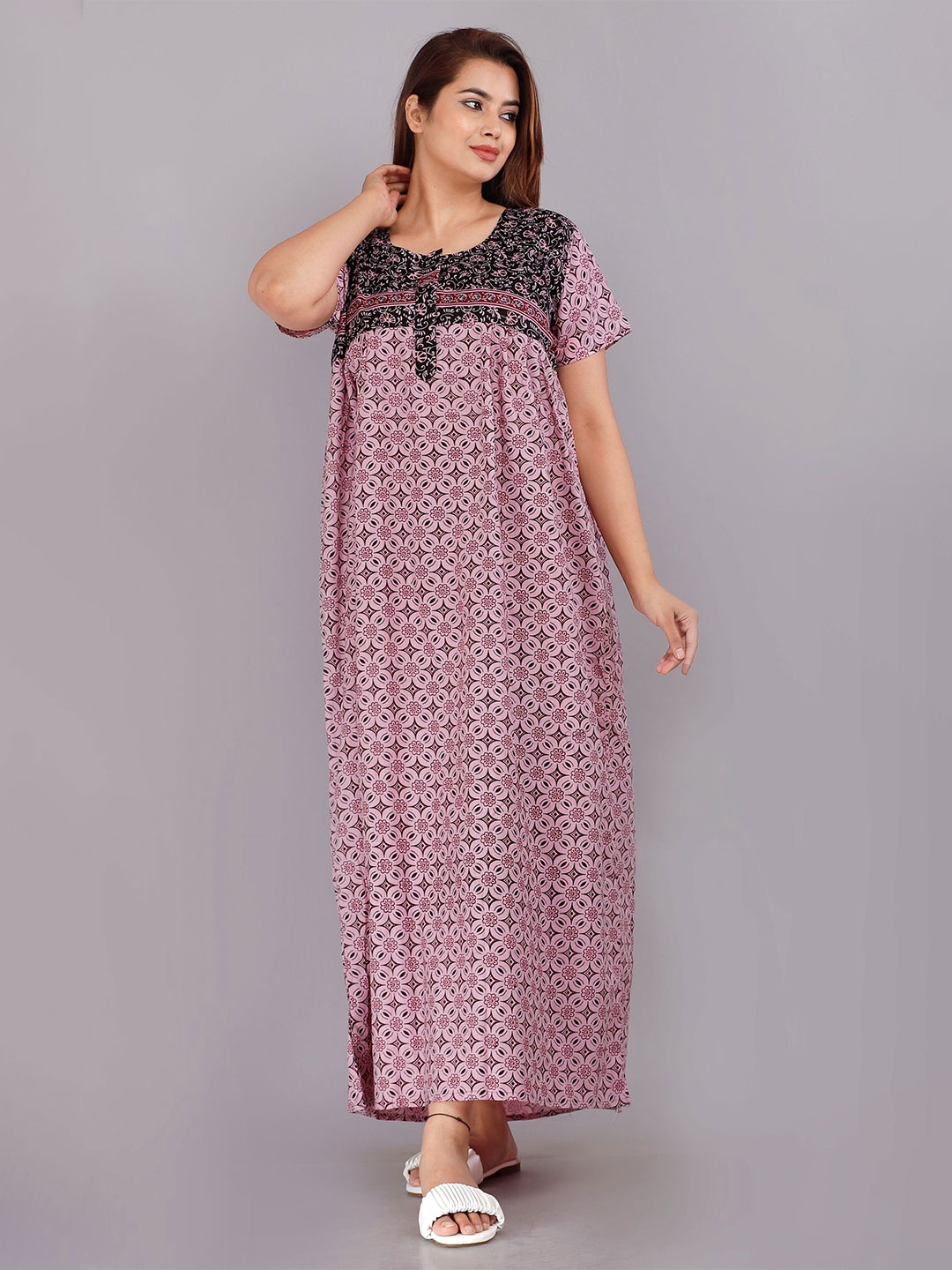 

PR PINK ROYAL Printed Maxi Nightdress