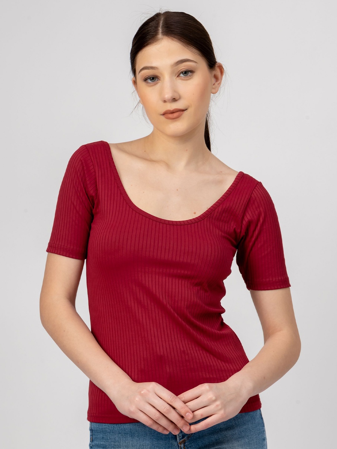 

PYR8 Striped Top, Maroon