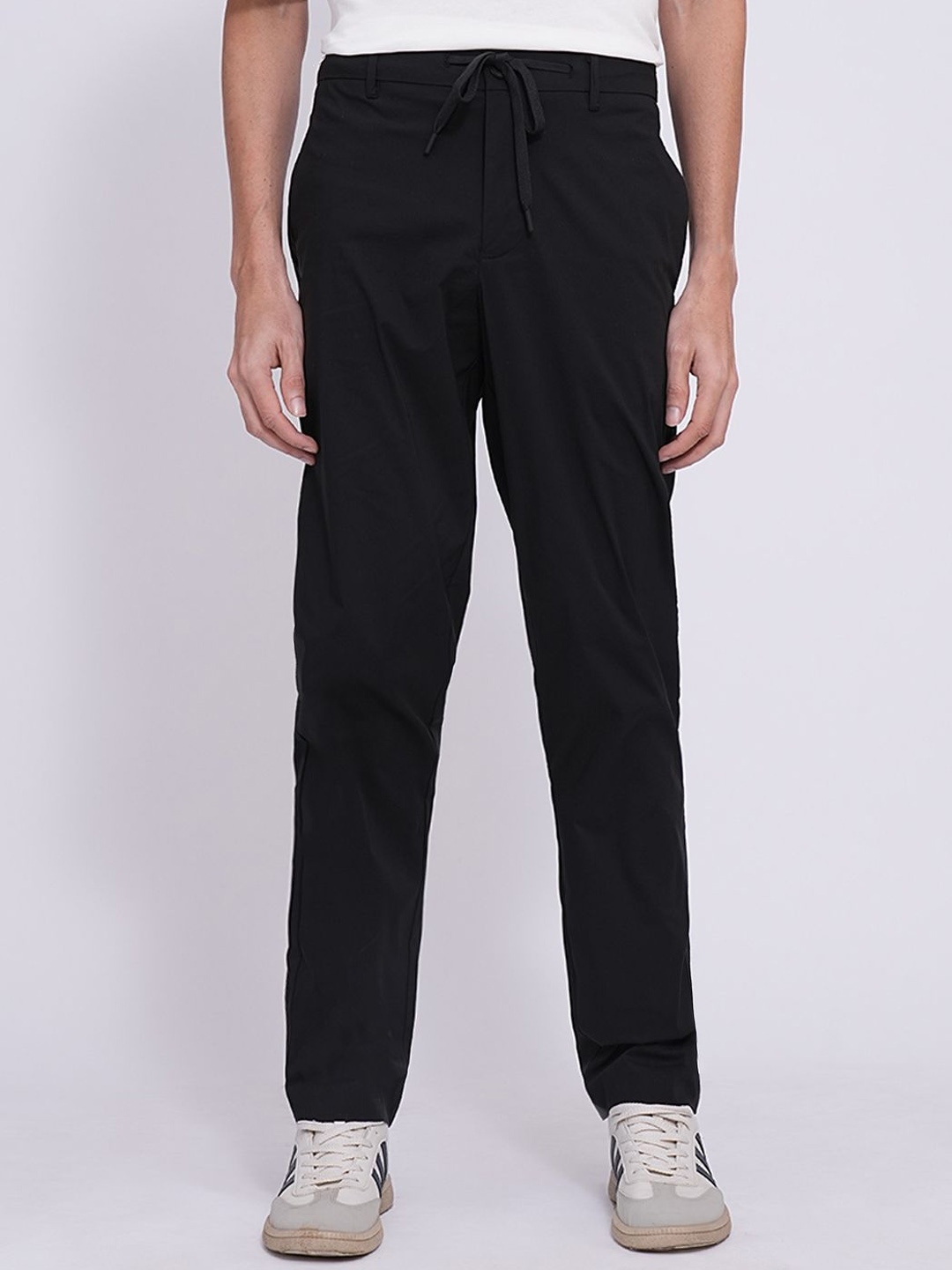 

SELECTED Men Cotton Low-Rise Cotton Trousers, Black