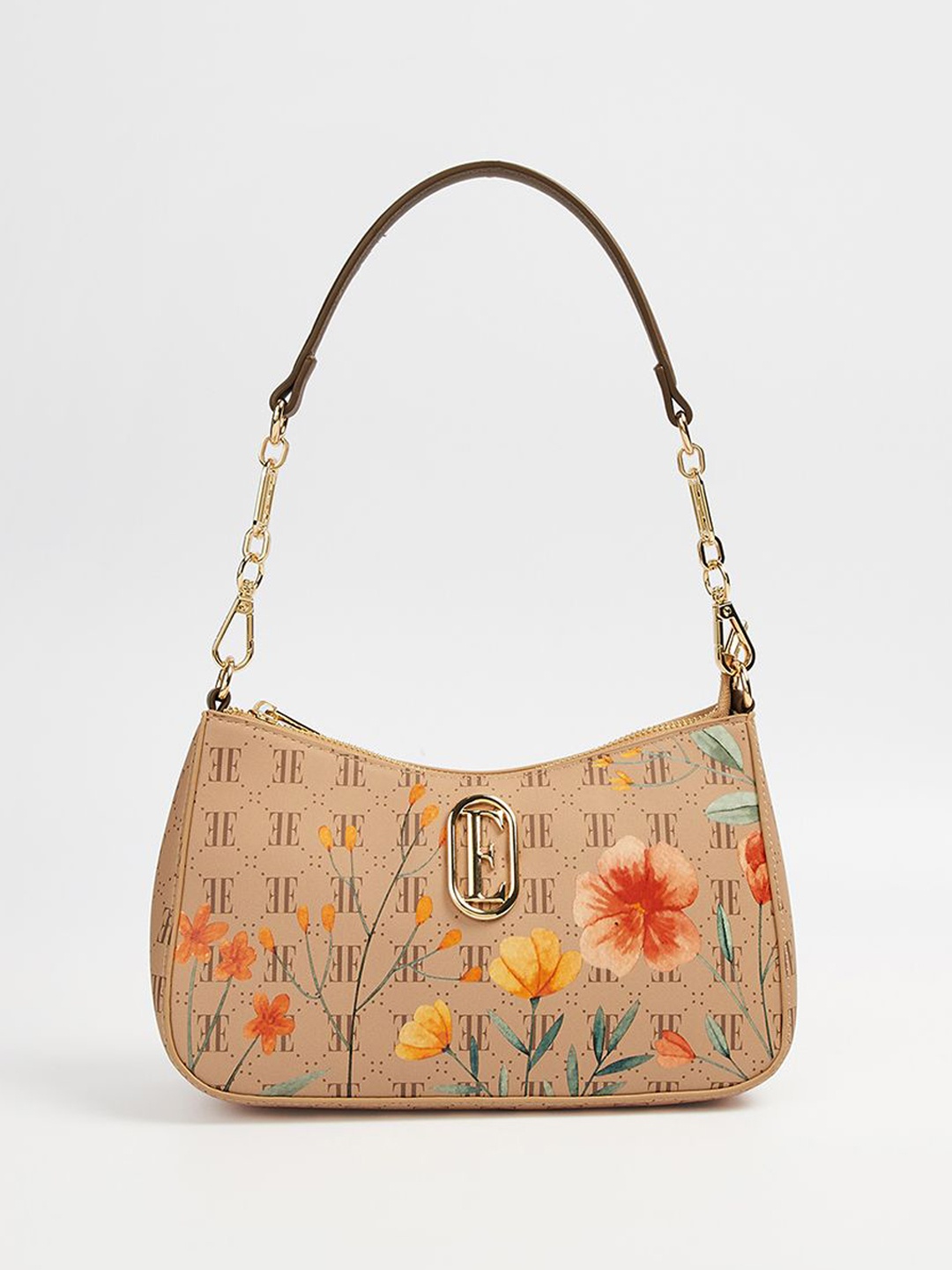 

ELLE Women Floral Printed Crossbody Shoulder Bag, Beige