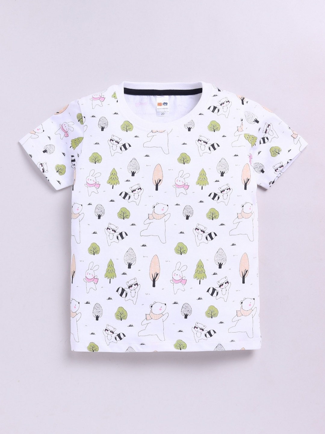 

LITTLE NINJA Boys Conversational Printed Round Neck Cotton T-shirt, White