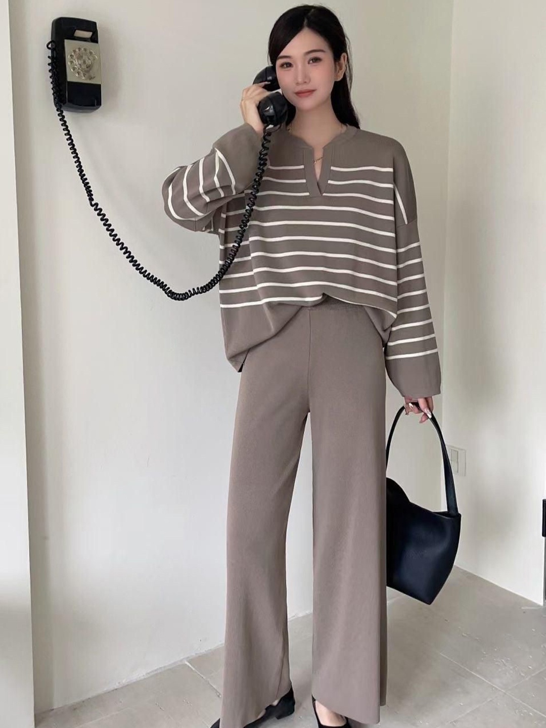 

Alamode By Akanksha Brown Rachel Striped Co-Ord Set