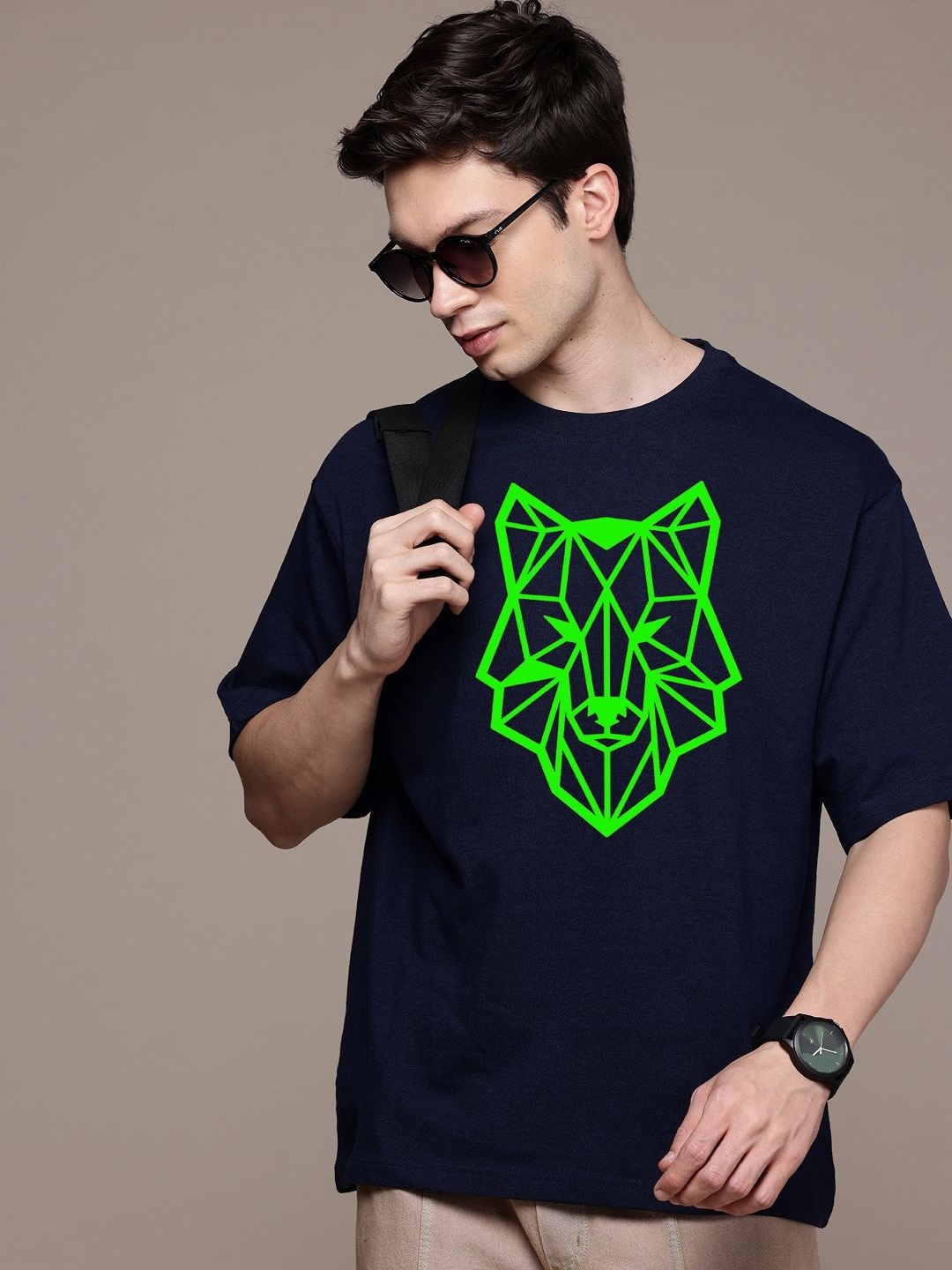 

Moda Rapido Men Graphic Printed Round Neck Cotton Relaxed Fit T-shirt, Navy blue