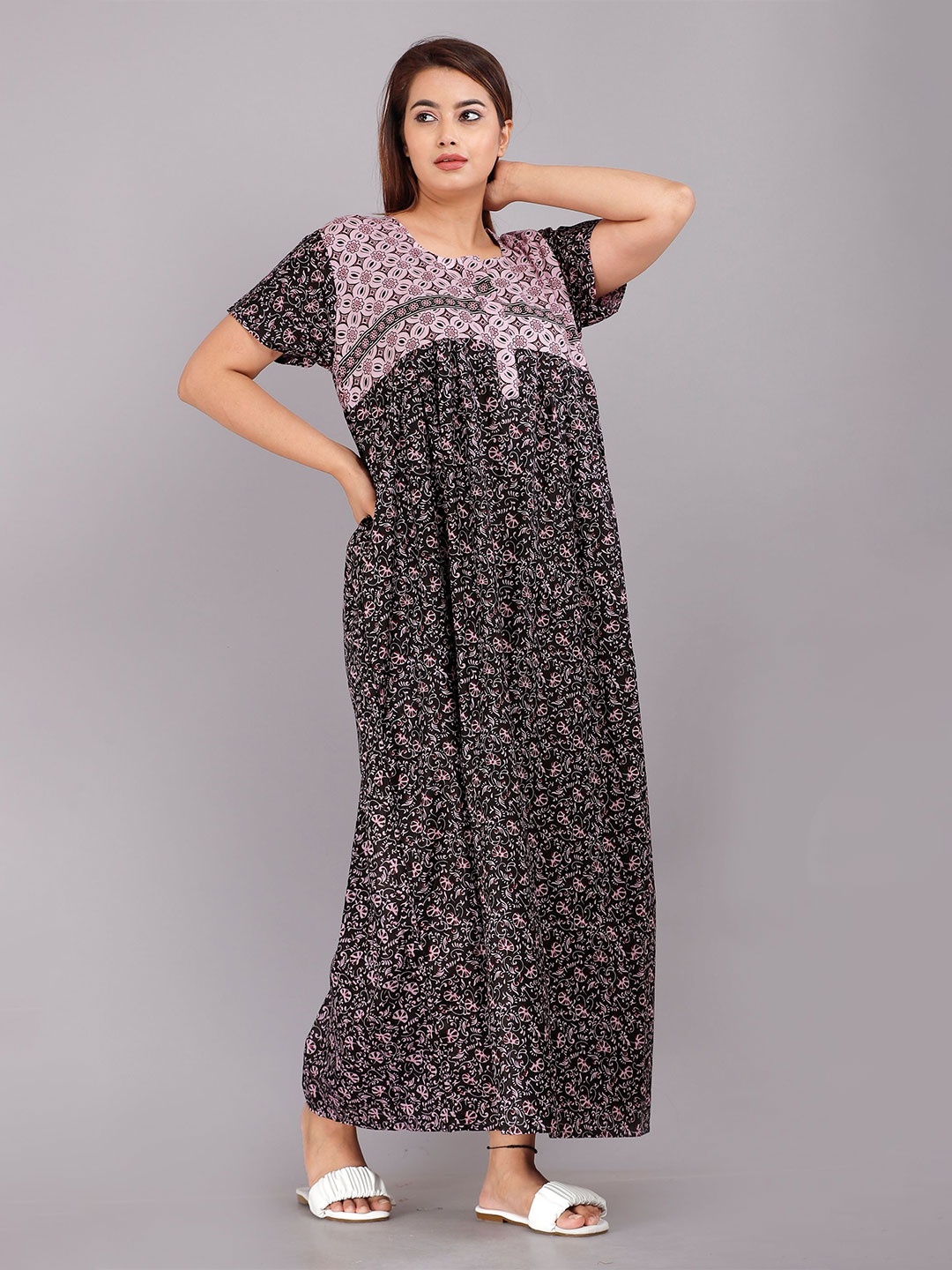 

PR PINK ROYAL Printed Maxi Nightdress