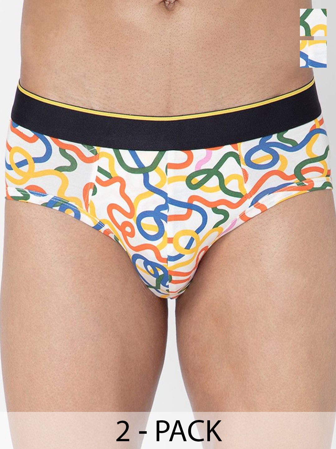 

bummer Men Pack of 2 Printed Micro Modal Briefs Underwear BRSTST02S, White