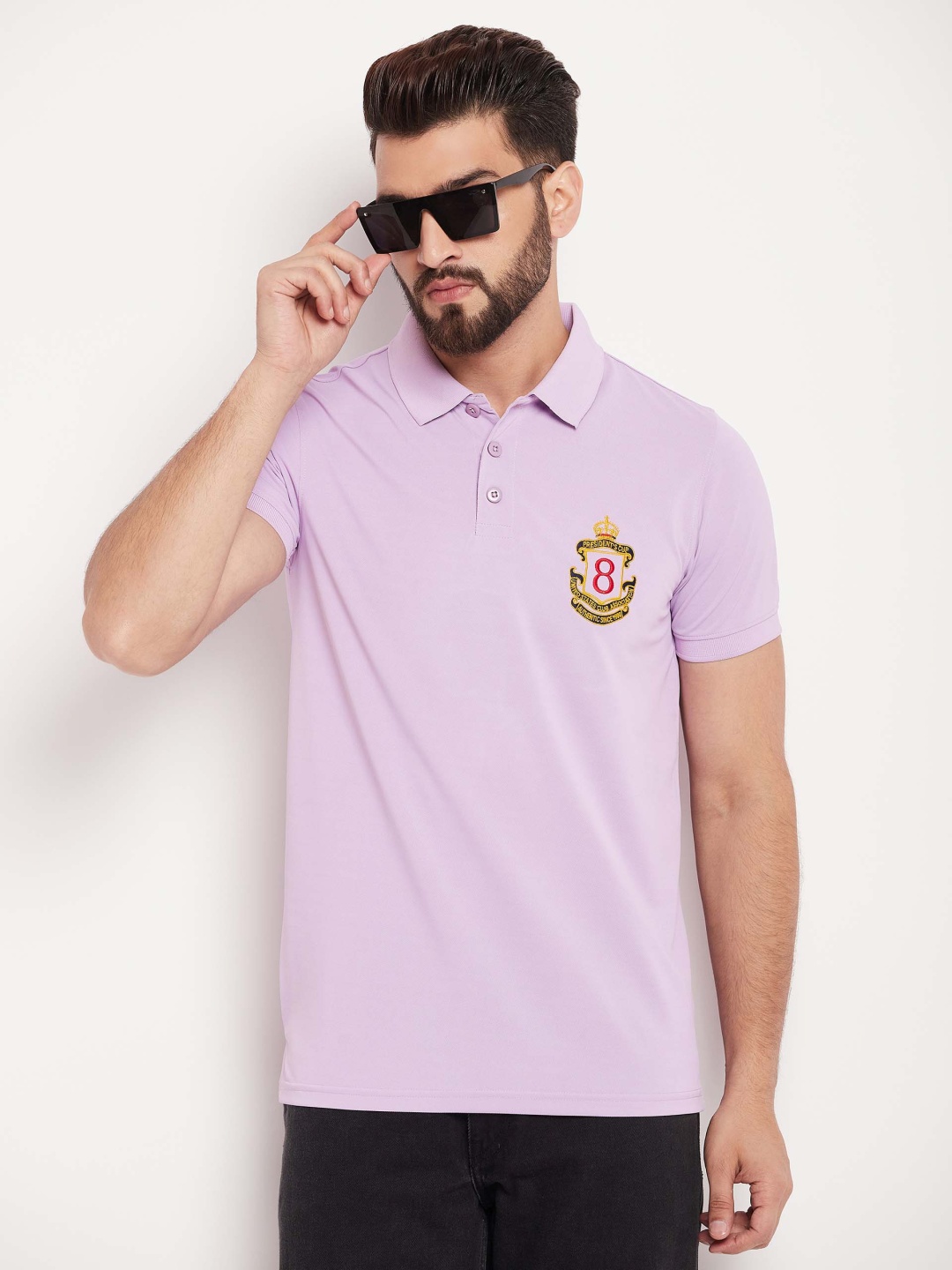 

AUXAMIS Men Polo Collar T-shirt, Lavender