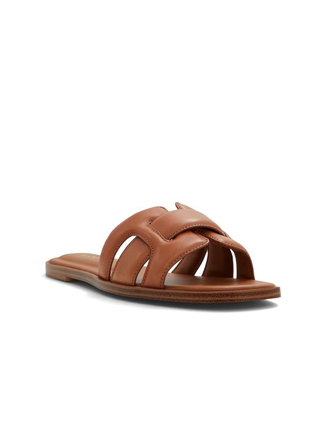 

ALDO Women Leather Cushioned Footbed Open Toe Flats, Brown