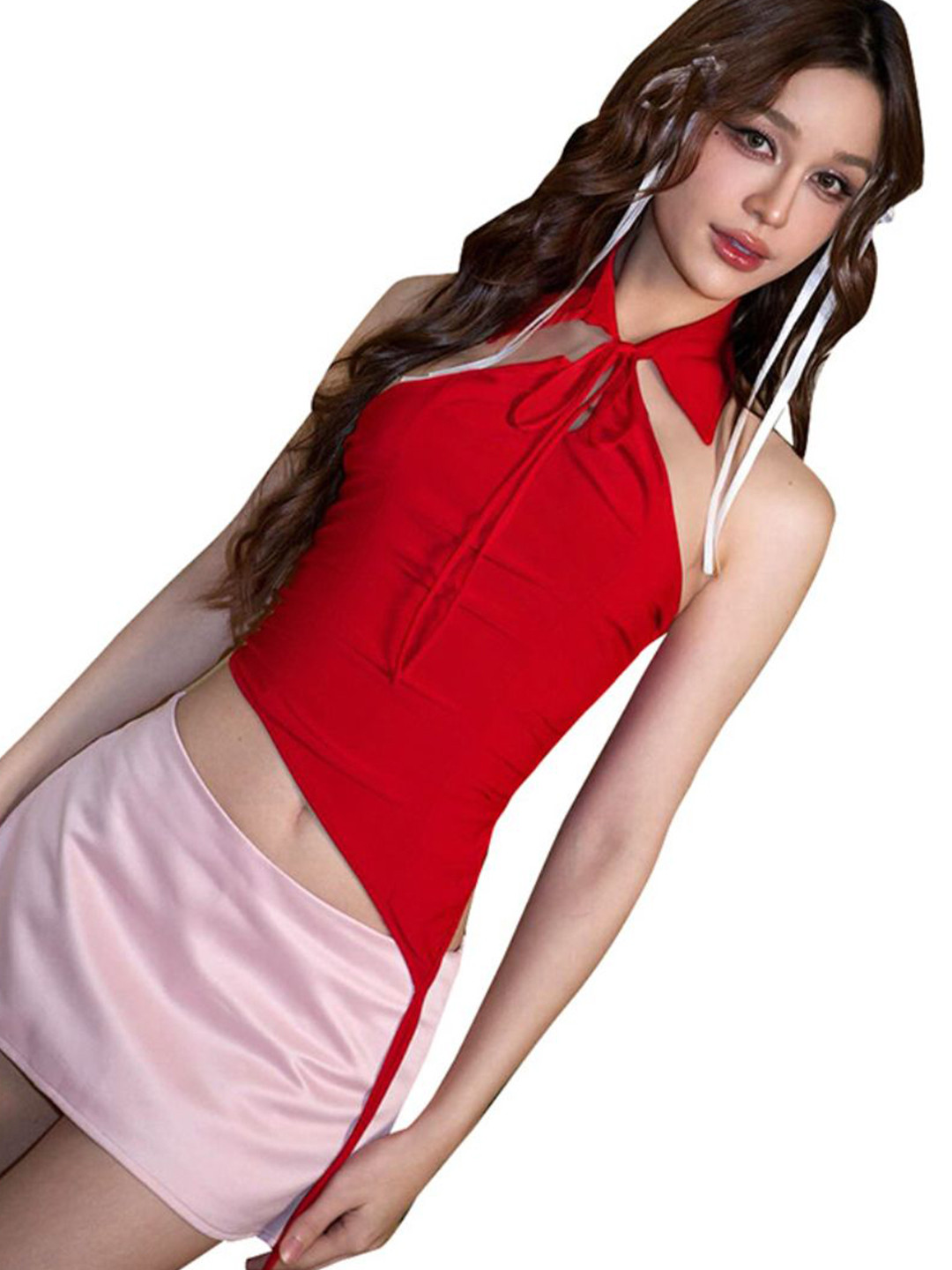 

StyleCast Women Solid Halter Neck Top, Red