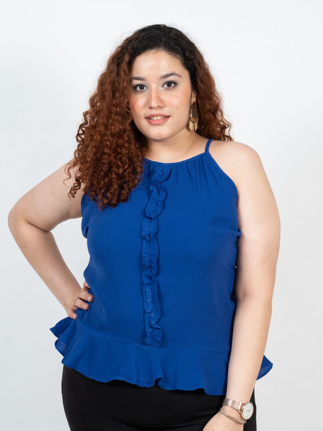 

XOXO Cherry Women Keyhole Neck Top, Blue