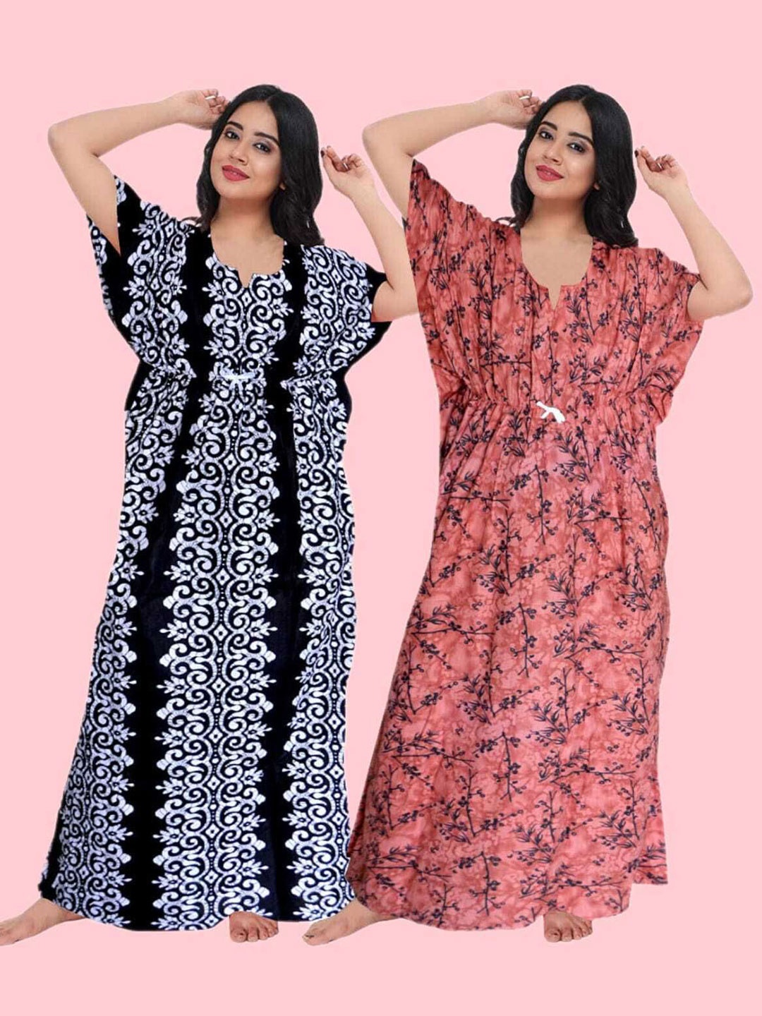

PR PINK ROYAL Printed Maxi Nightdress, Black
