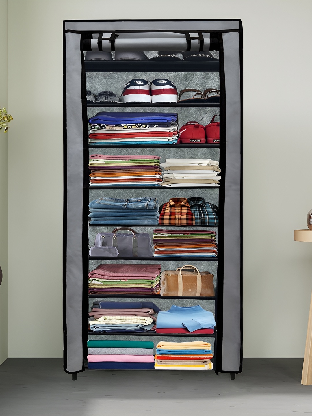 

Rmerchants Grey 9 Tiers Collapsible Wardrobe