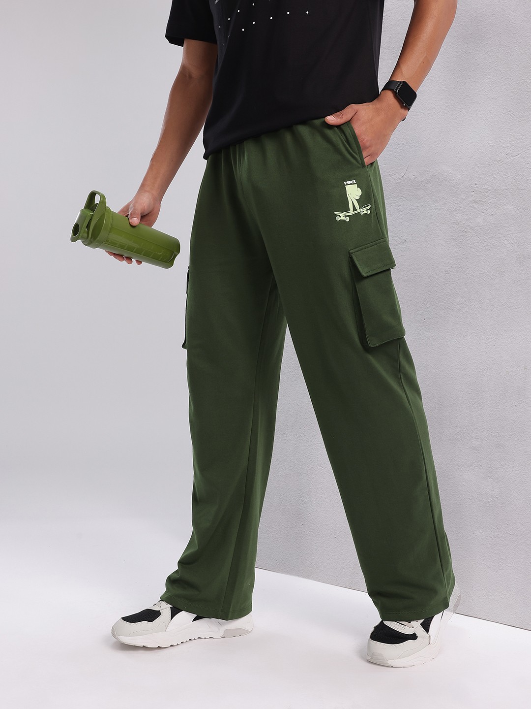 

HRX by Hrithik Roshan Men Cargo Style Lifestyle Track Pants, Olive
