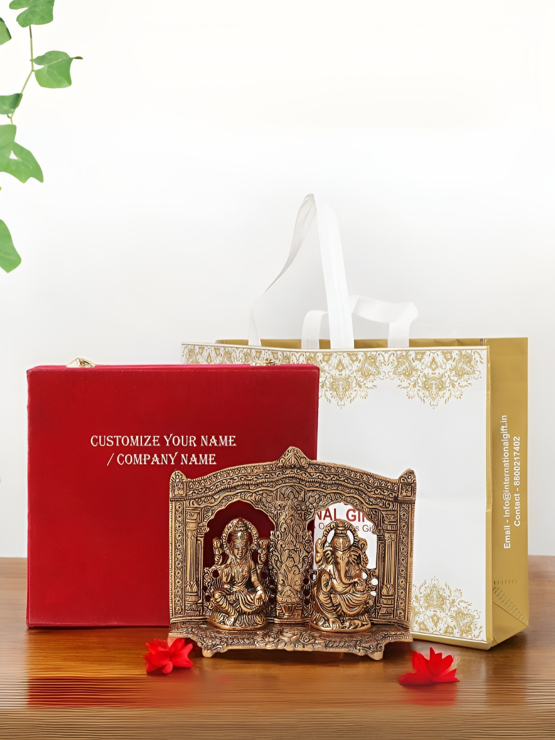 

INTERNATIONAL GIFT Brown Laxmi Ganesh Religious Idol Showpiece