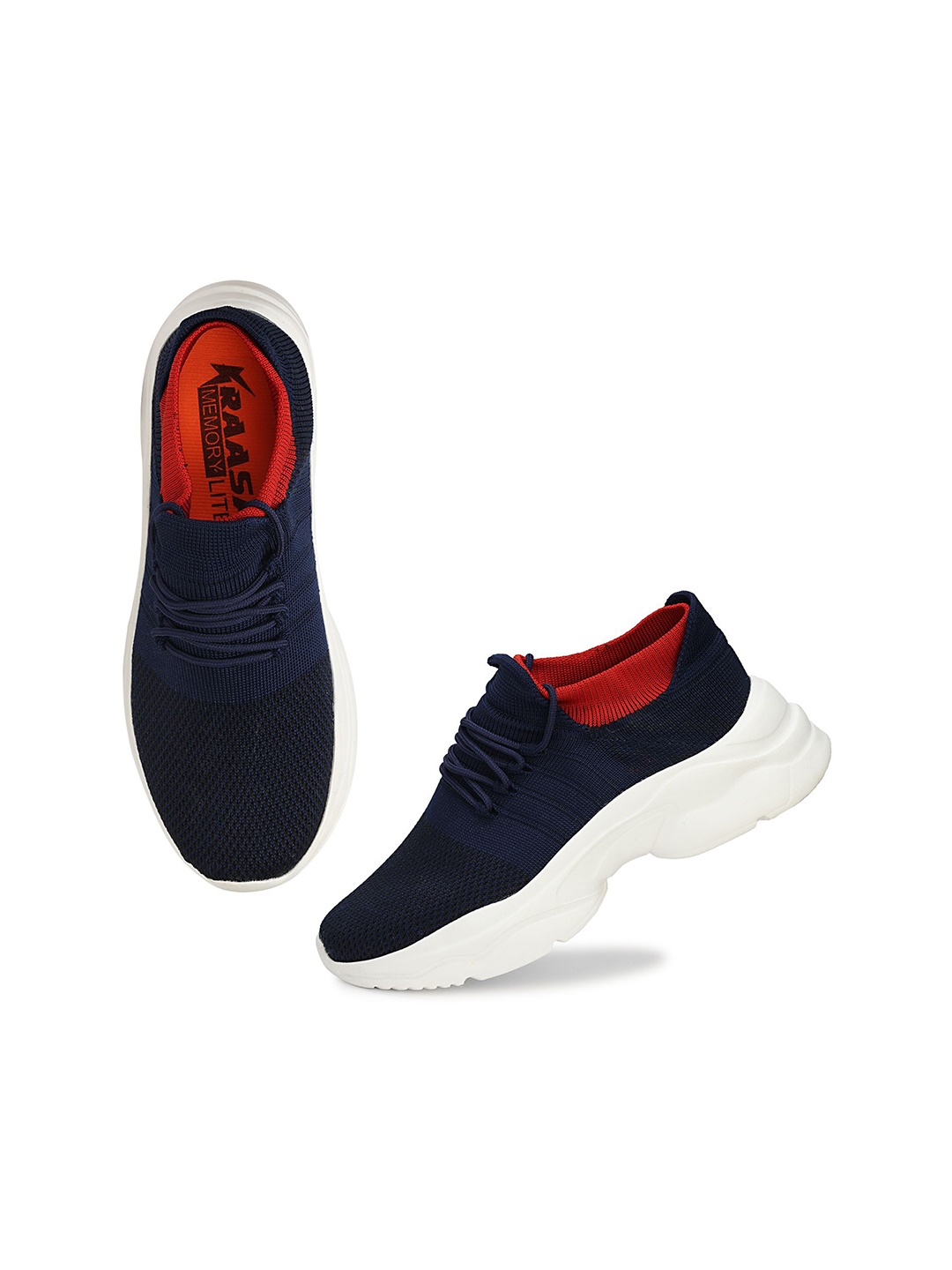 

KRAASA Women Flymesh Lace-Ups Running Shoes, Navy blue