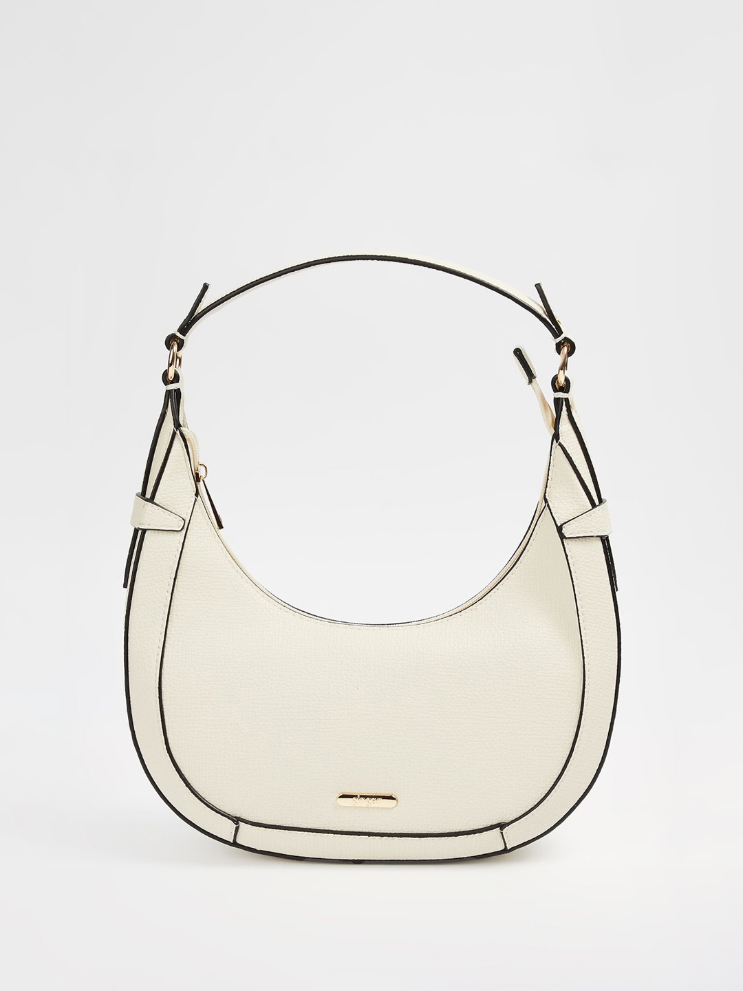 

Ginger by Lifestyle Women Textured Half Moon Handheld Bag, Off white