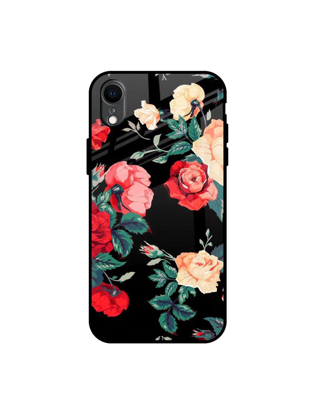 

QRIOH Floral Printed iPhone XR Back Case Mobile Accessories, Black