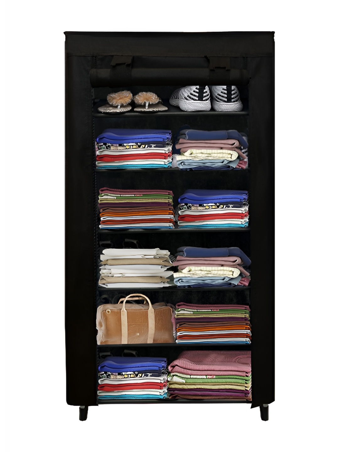 

Rmerchants Black 6 Tiers Collapsible Wardrobe